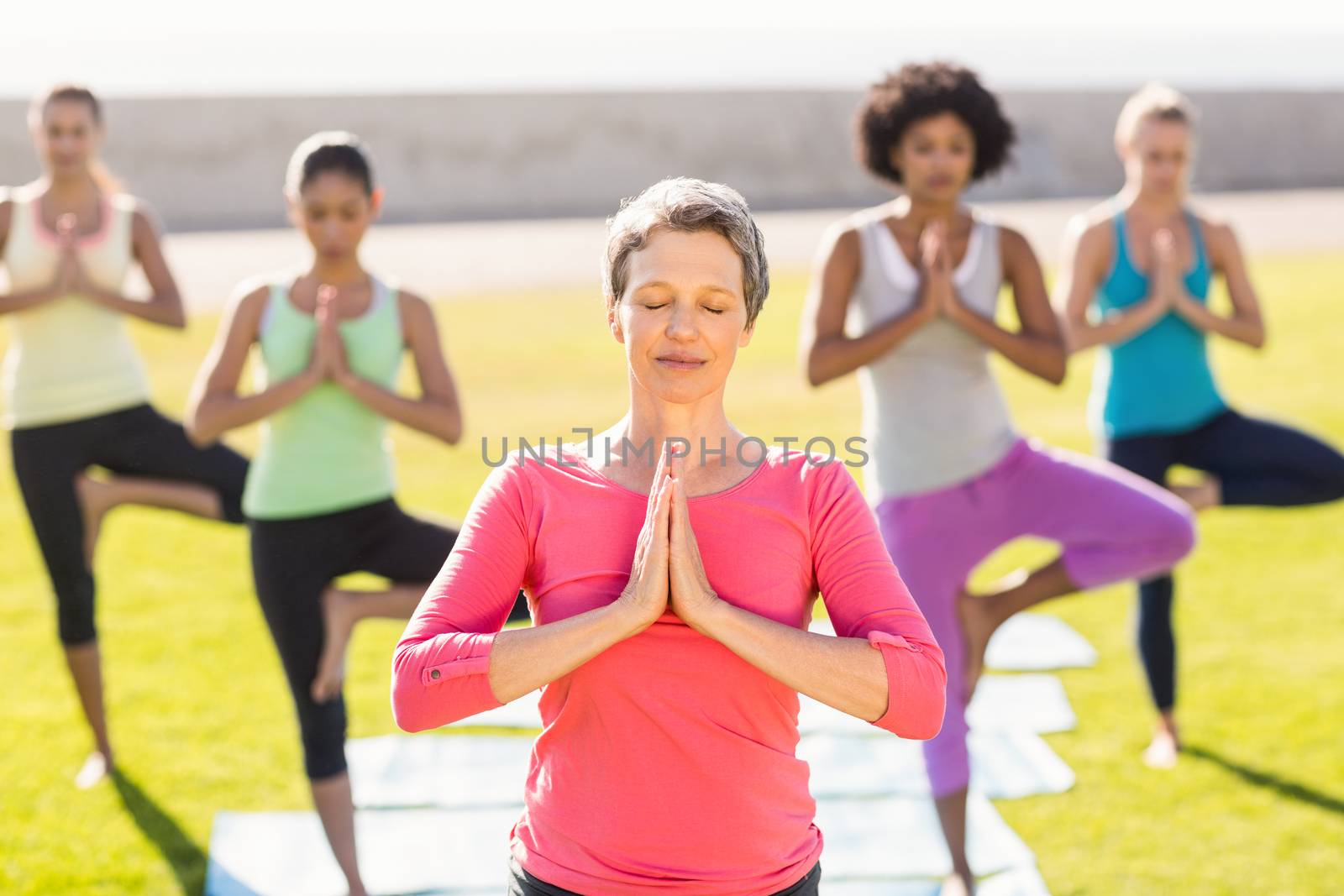 Peaceful sporty woman doing yoga in yoga class by Wavebreakmedia