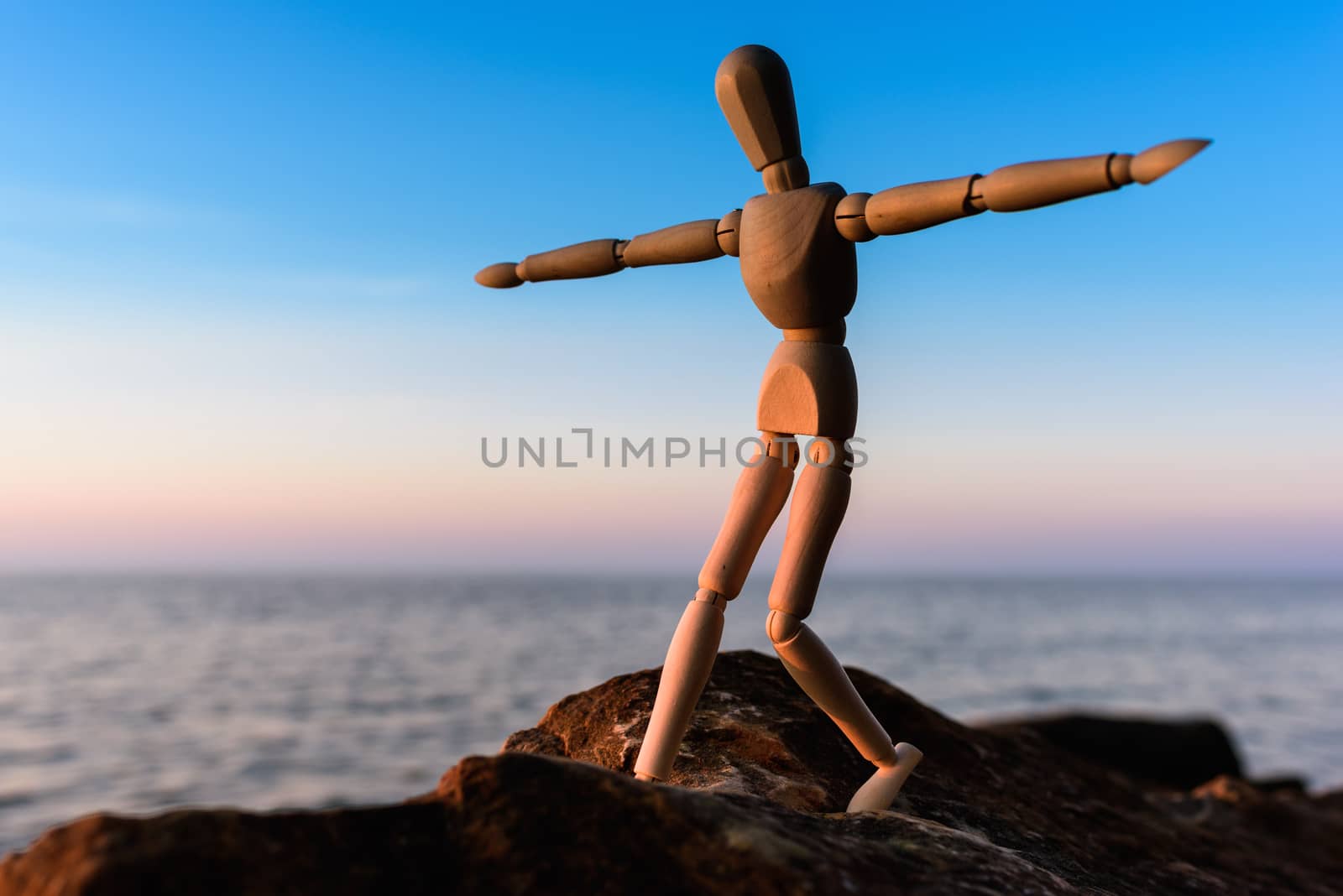 Wooden man at the sea by styf22