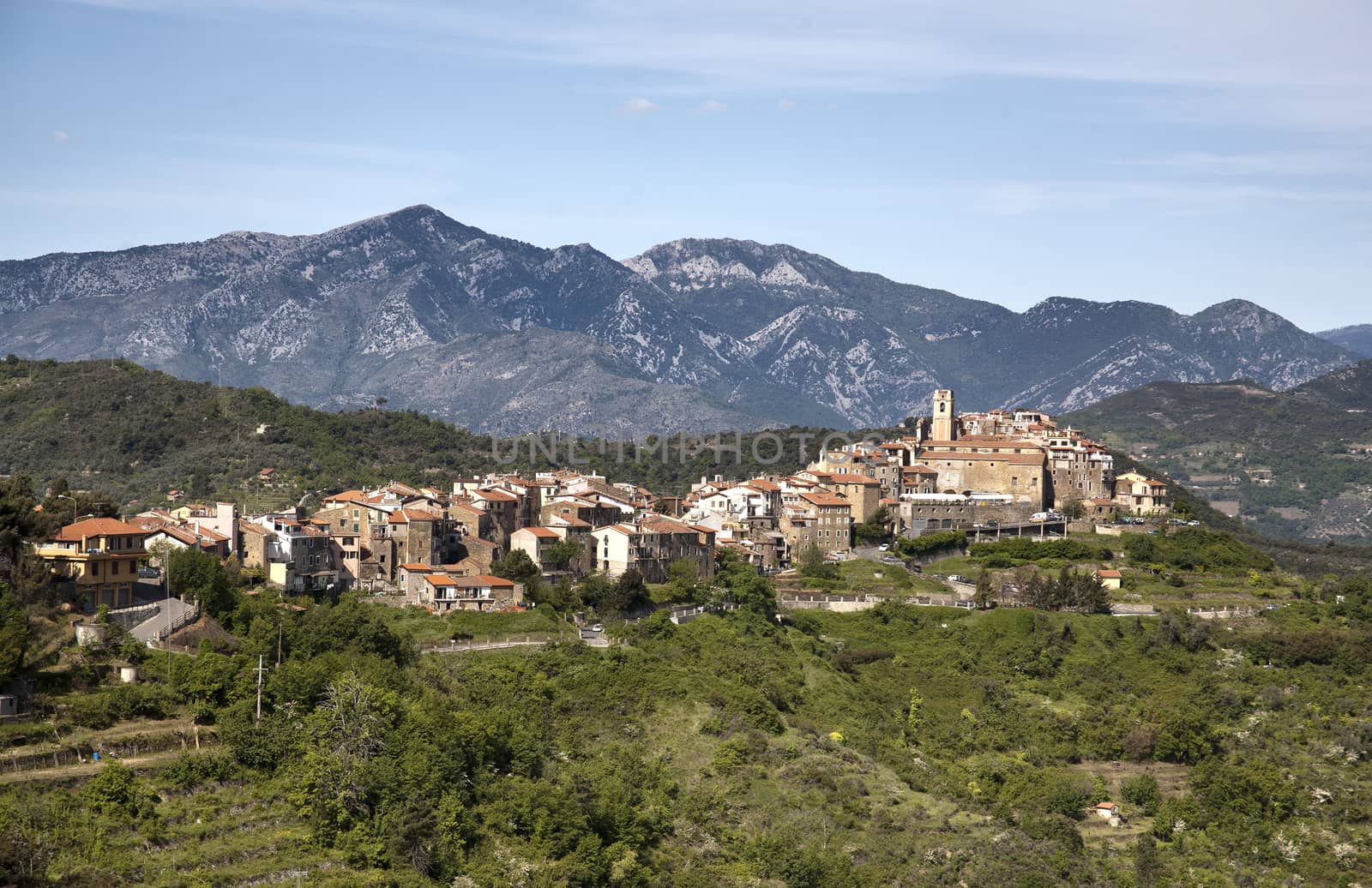 typical village of ligurian countryside, called perinaldo