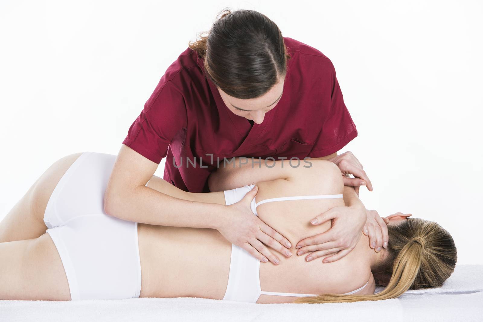 physical therapist with woman patient