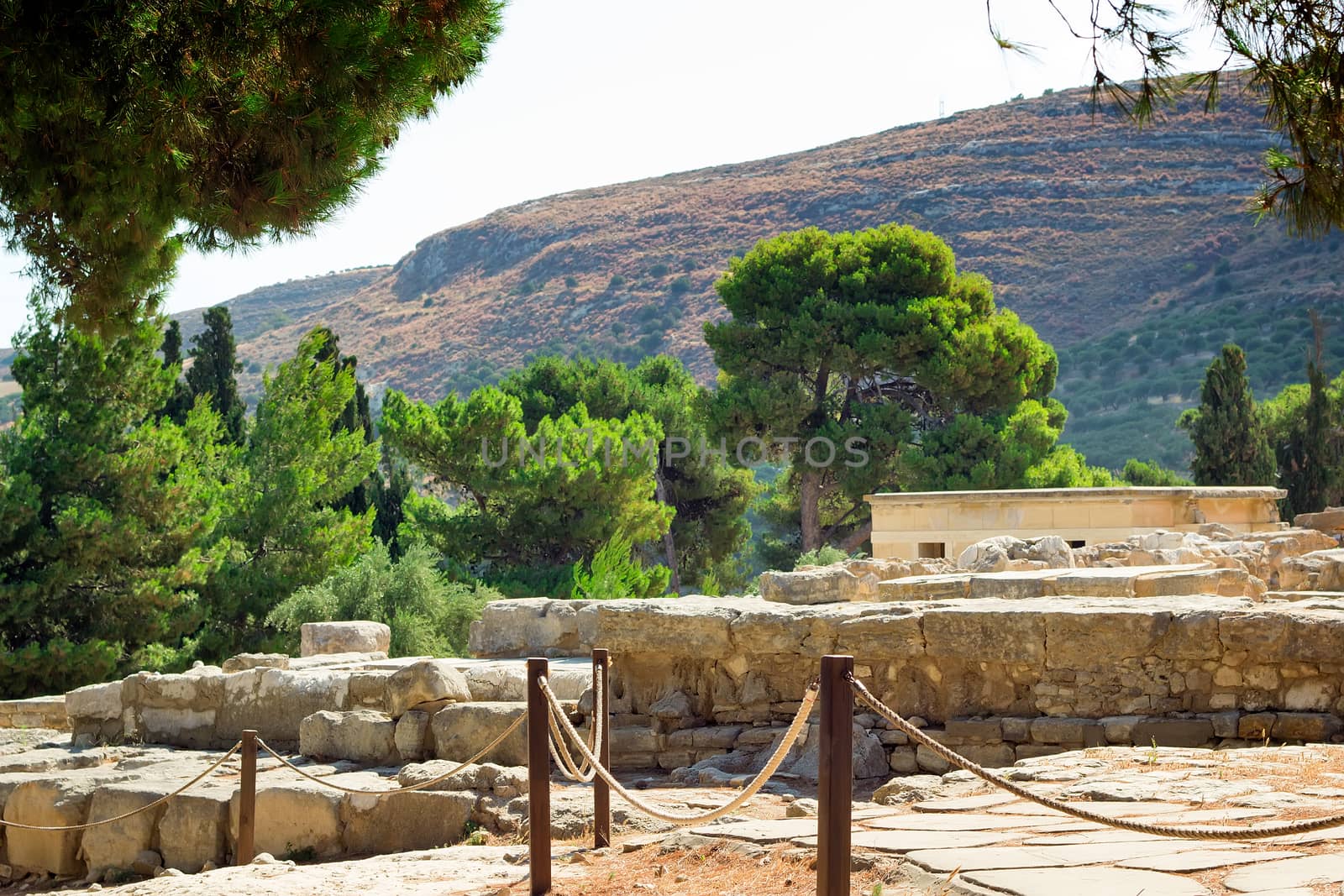 Legendary architectural monument of the Minoan civilization-remains of the foundations of the Palace of Knossos, Crete, Greece.