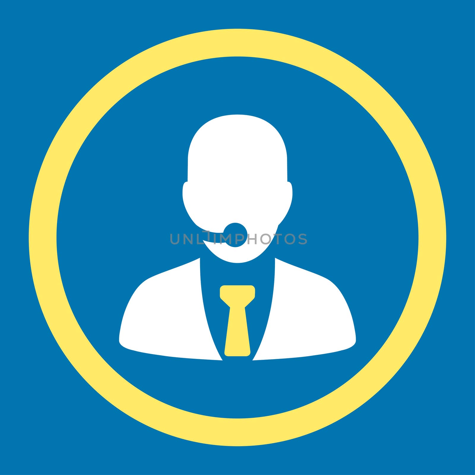 Call center operator flat yellow and white colors rounded glyph icon by ahasoft
