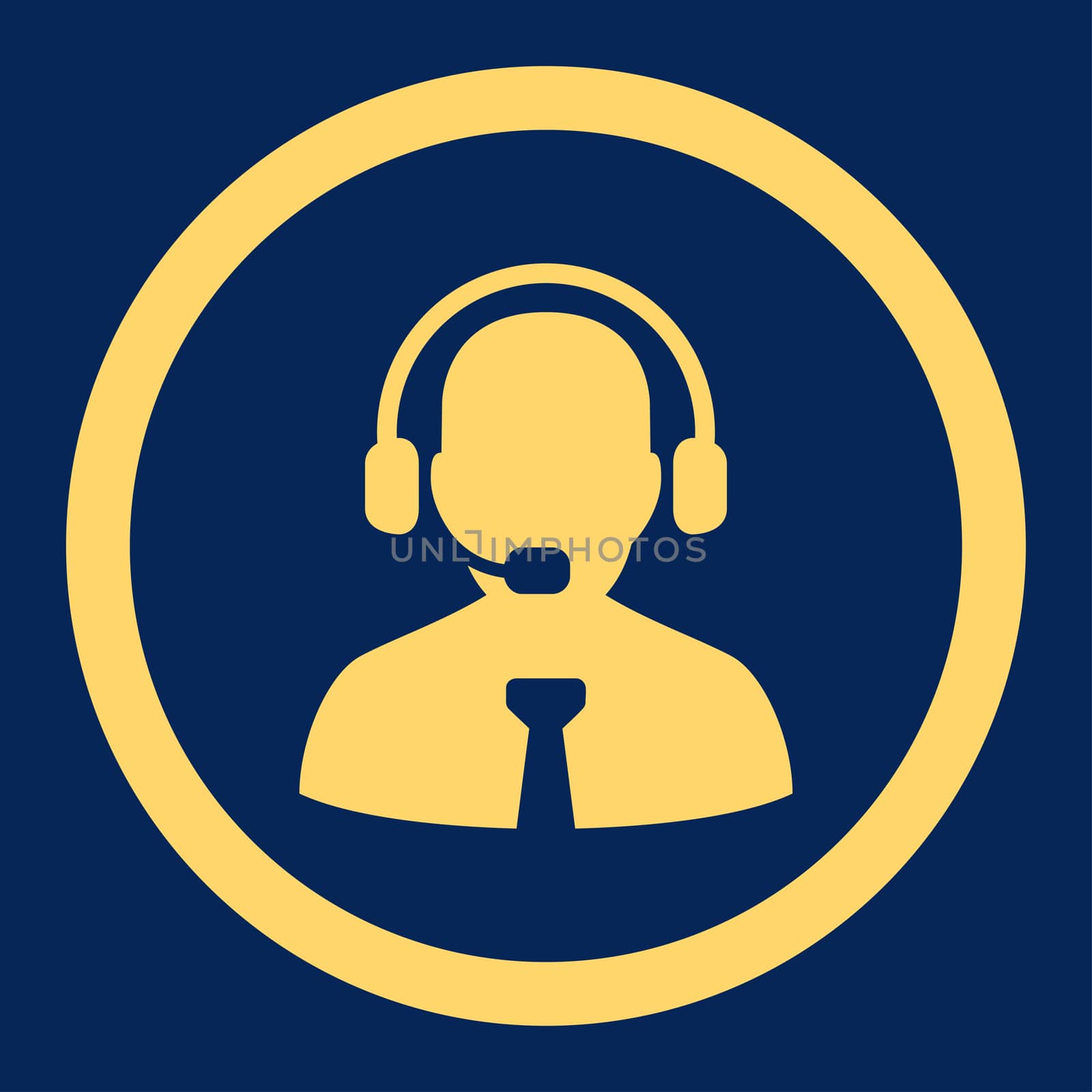 Support chat glyph icon. This rounded flat symbol is drawn with yellow color on a blue background.