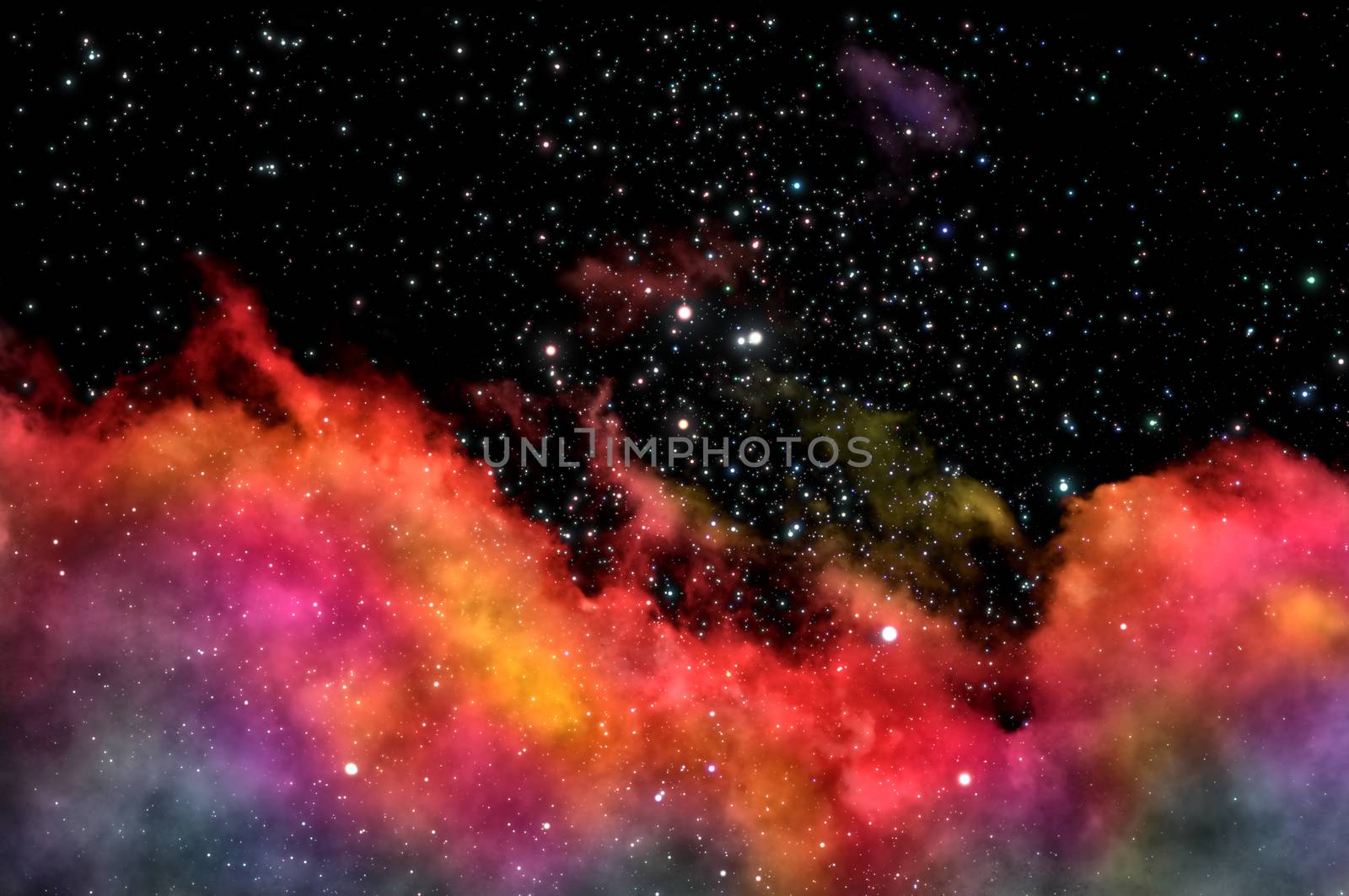 stars shine through the clouds of a old nebula