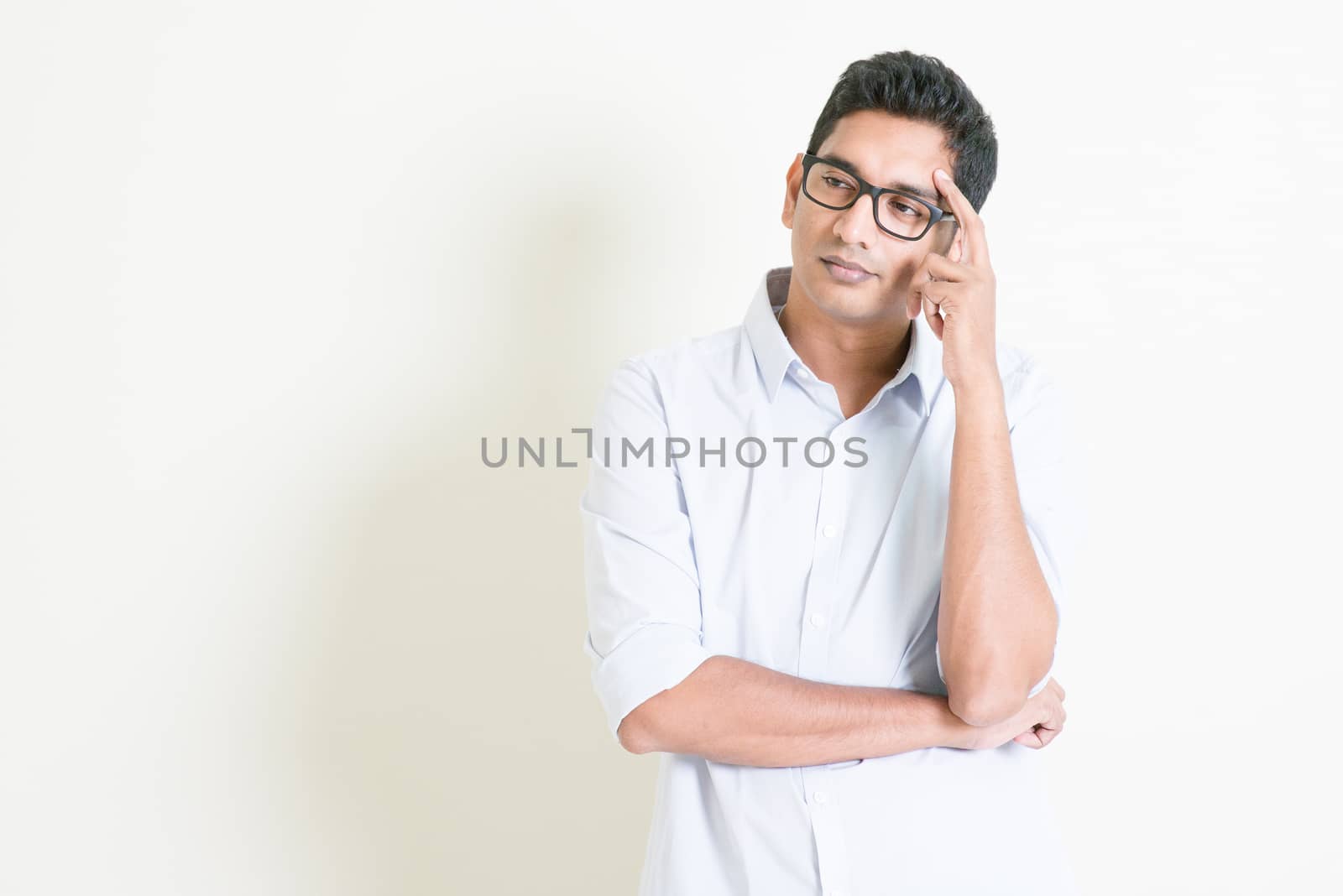 Casual business Indian male serious thought by szefei