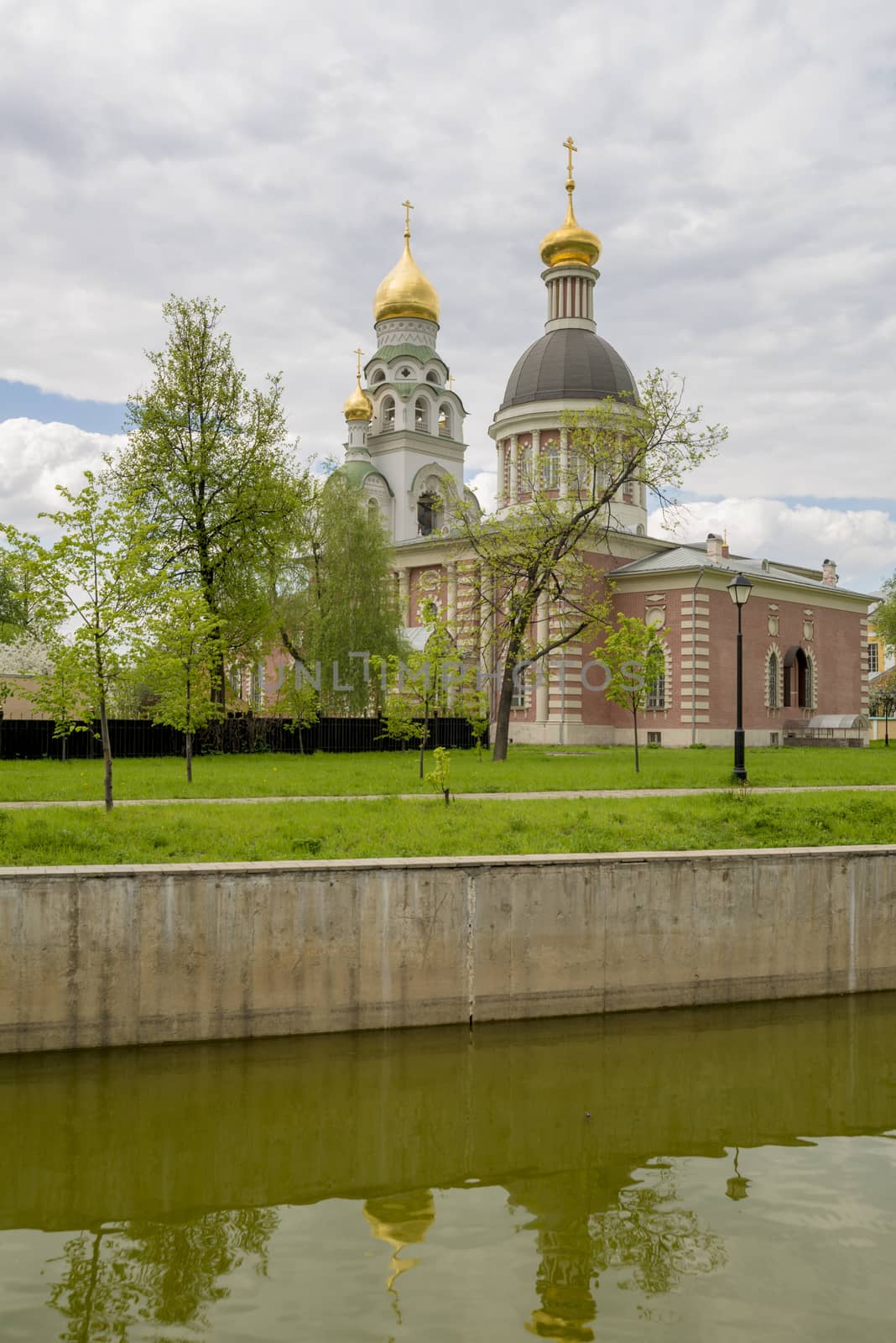 Orthodox churches of traditional Russian classical architectural style in Moscow in the spring