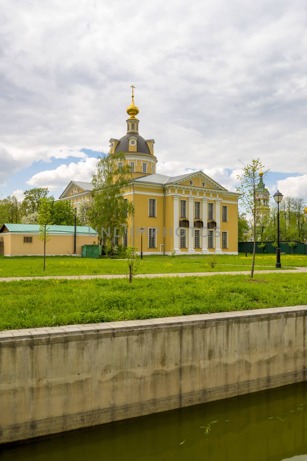 Orthodox churches of traditional Russian classical architectural style in Moscow in the spring