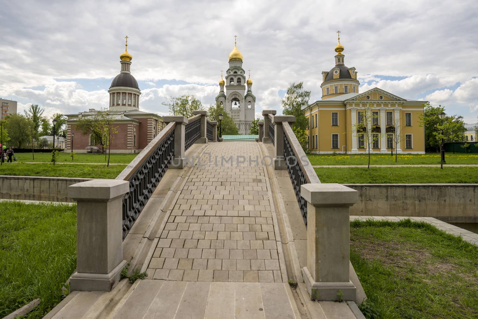 Orthodox churches of traditional Russian classical architectural style in Moscow in the spring by rogkoff