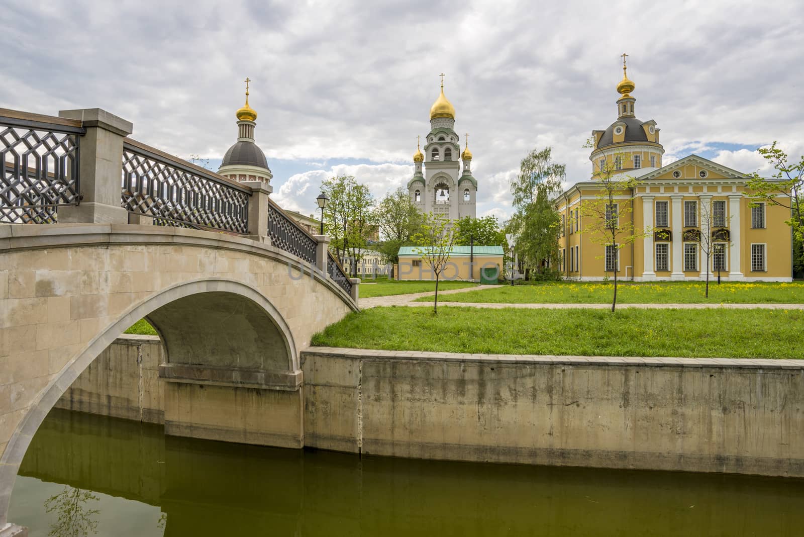 Orthodox churches of traditional Russian classical architectural style in Moscow in the spring by rogkoff