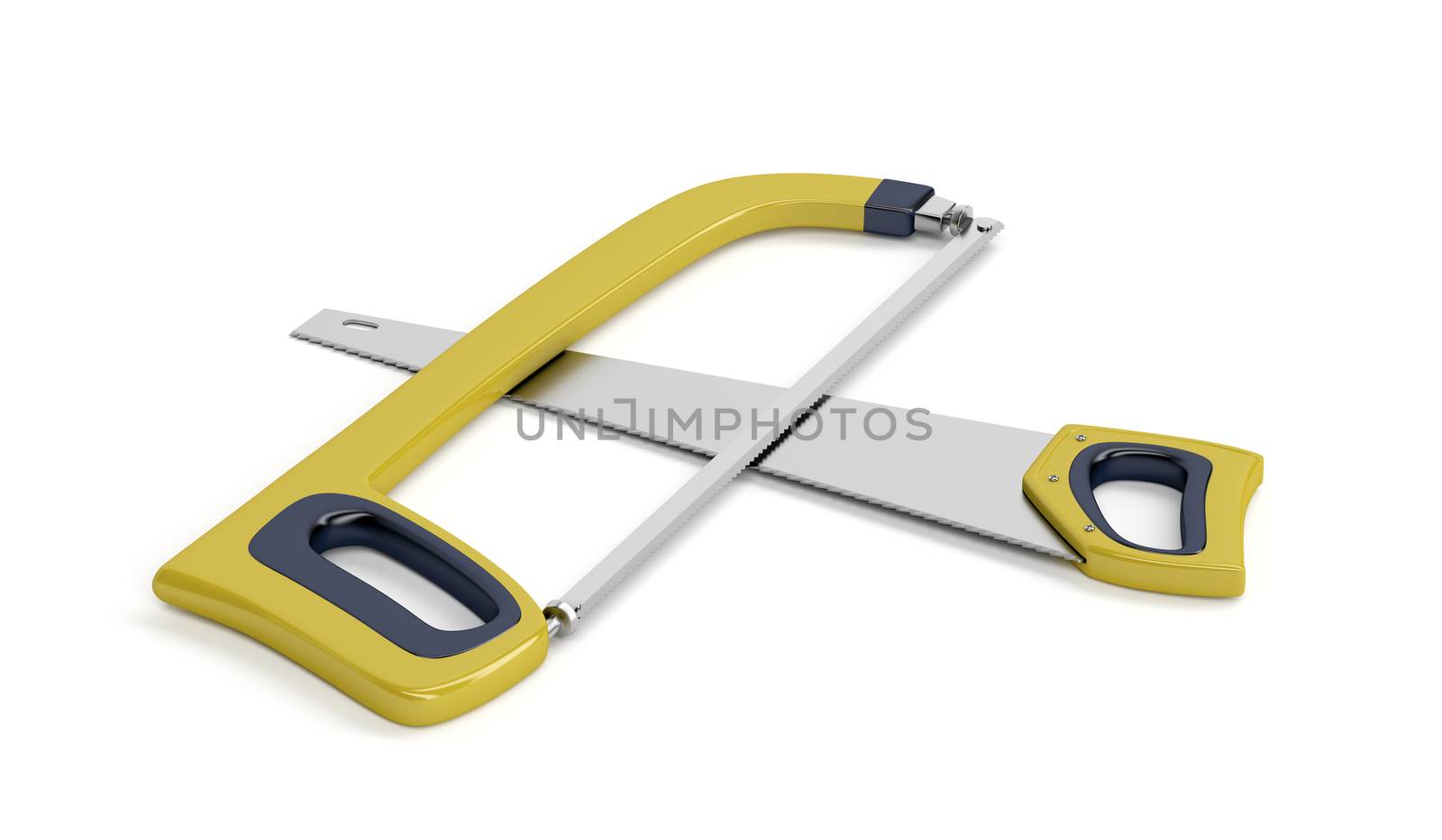 Hacksaw and hand saw on white background