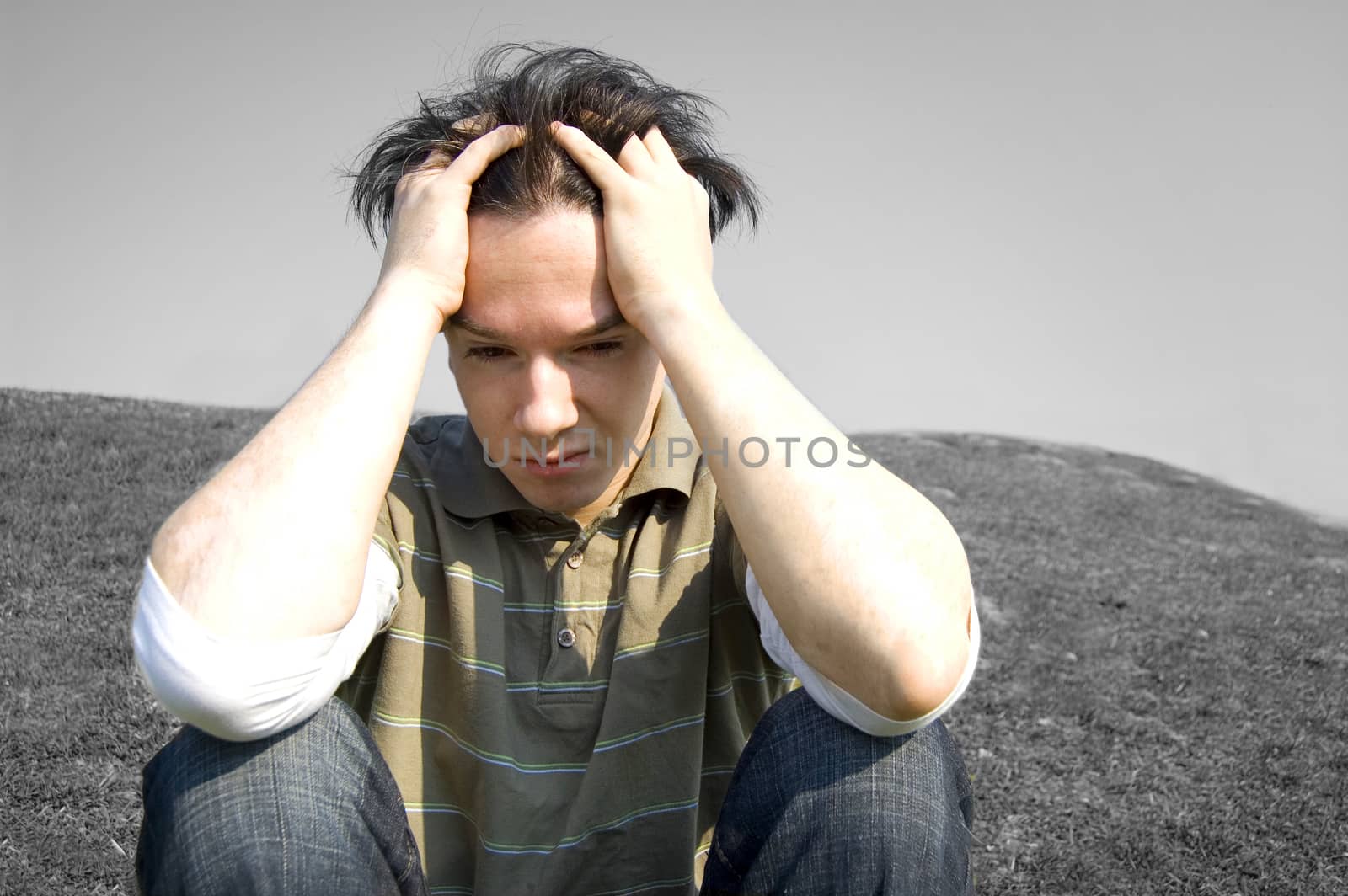 Emotion conceptual image. Depressed teenager.