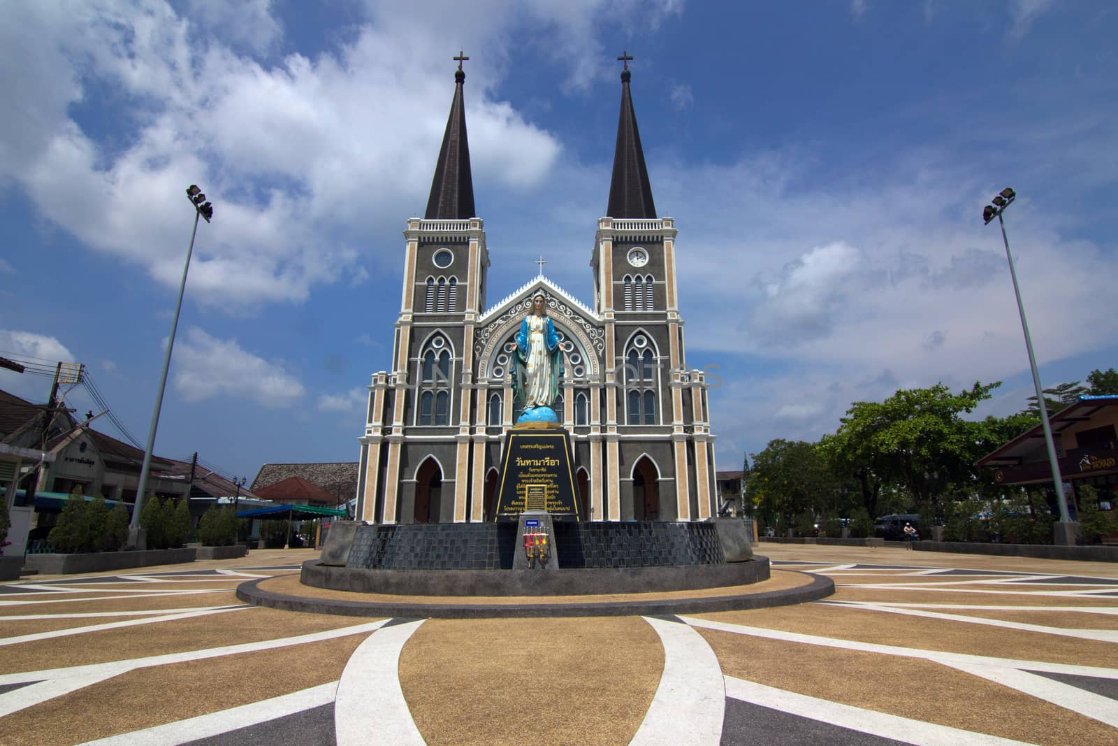 Church with blue sky at Chanthaburi in Thailand