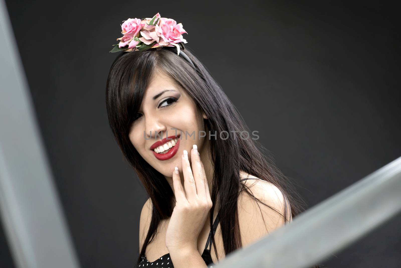 beautiful glamour woman smiling with circlet in her hair