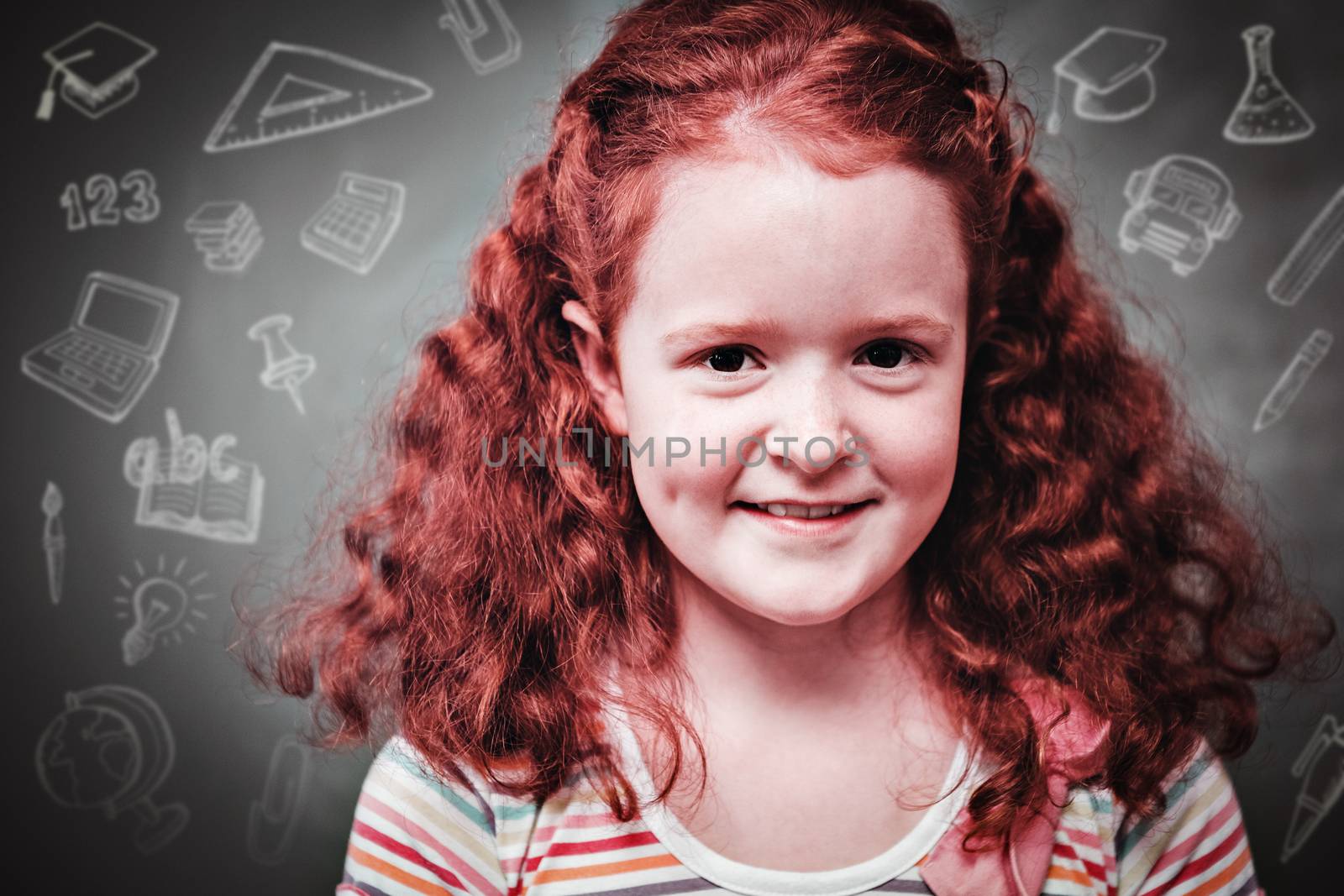Education doodles against portrait of cute little girl