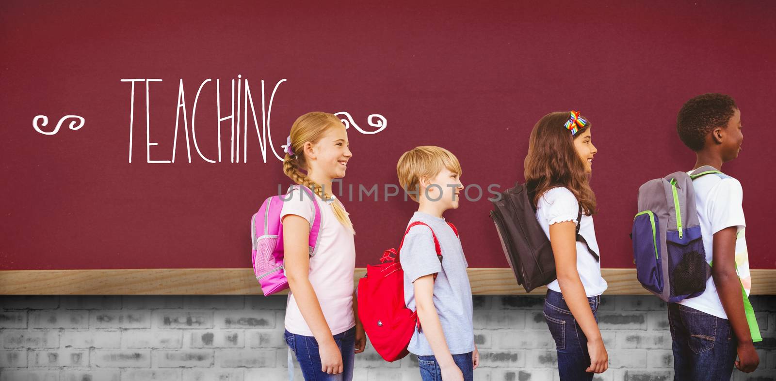 Teaching against red background by Wavebreakmedia