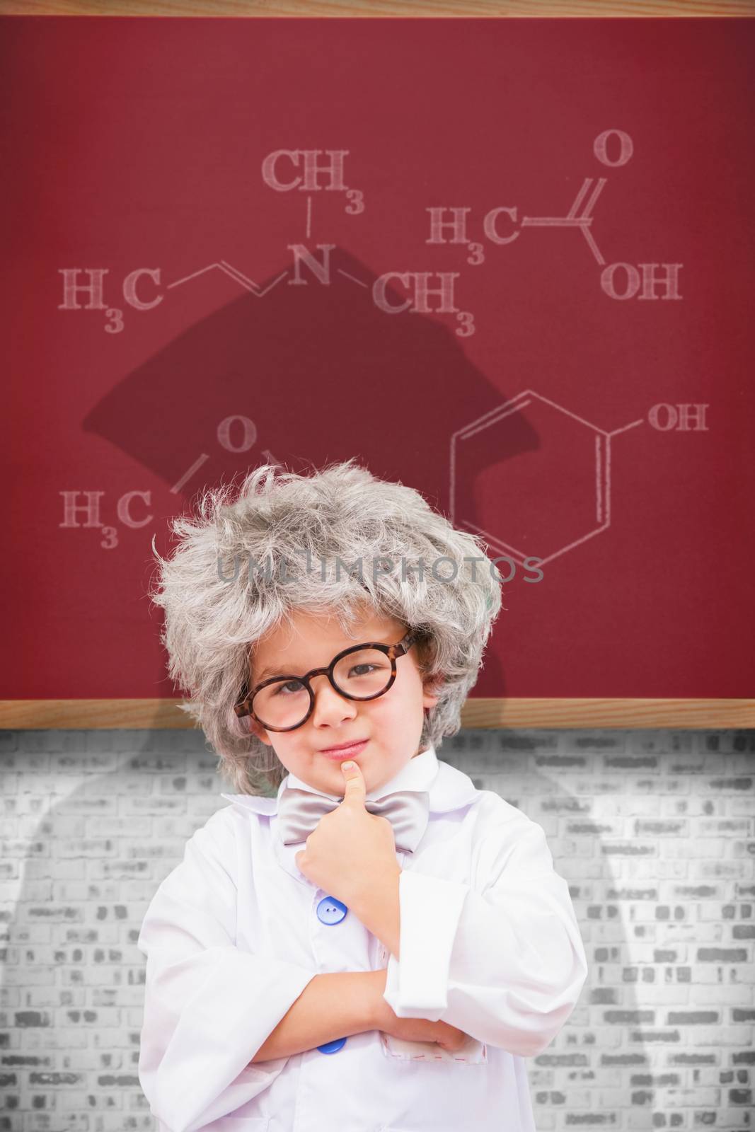Composite image of cute pupil in lab coat  by Wavebreakmedia