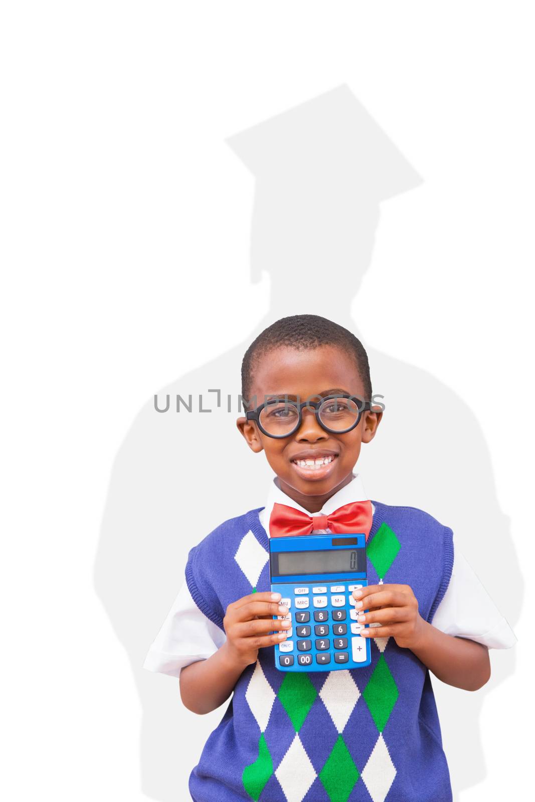 Composite image of happy pupil with calculator  by Wavebreakmedia