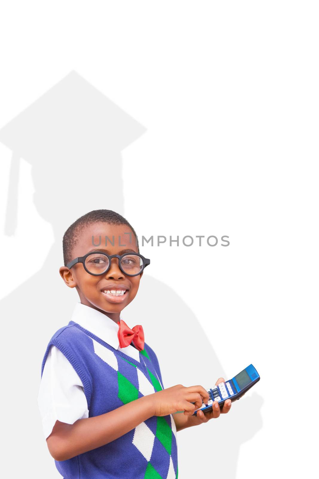 Composite image of cute pupil with calculator by Wavebreakmedia