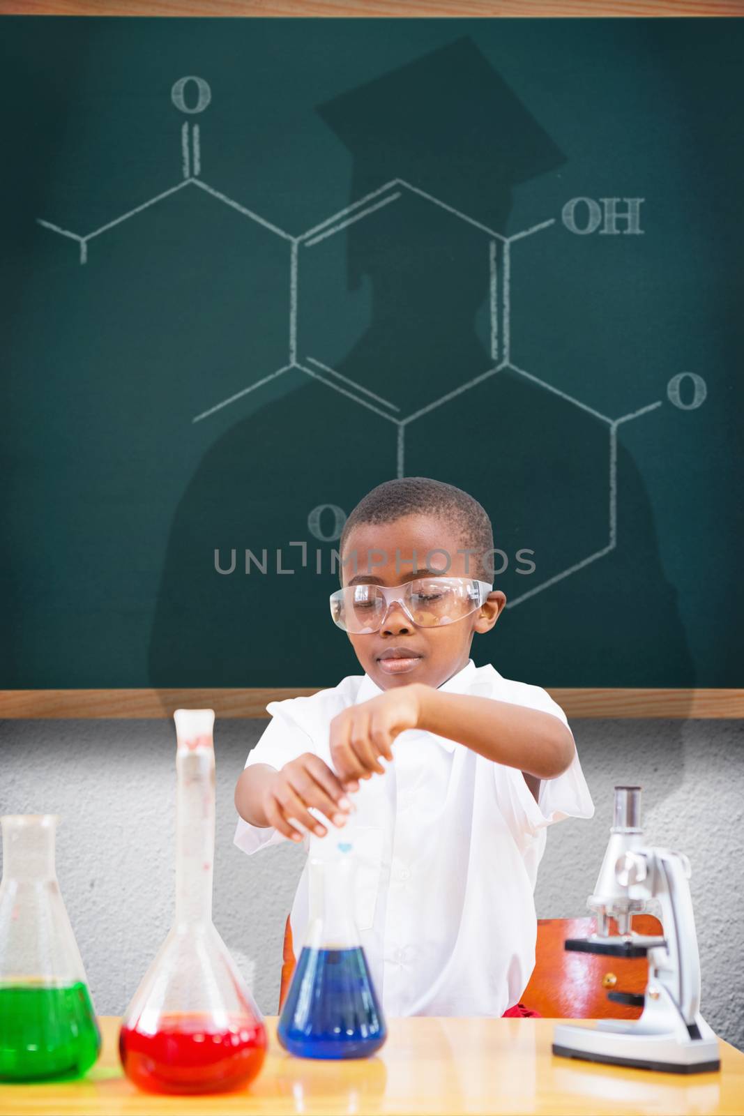 Composite image of cute pupil playing scientist by Wavebreakmedia