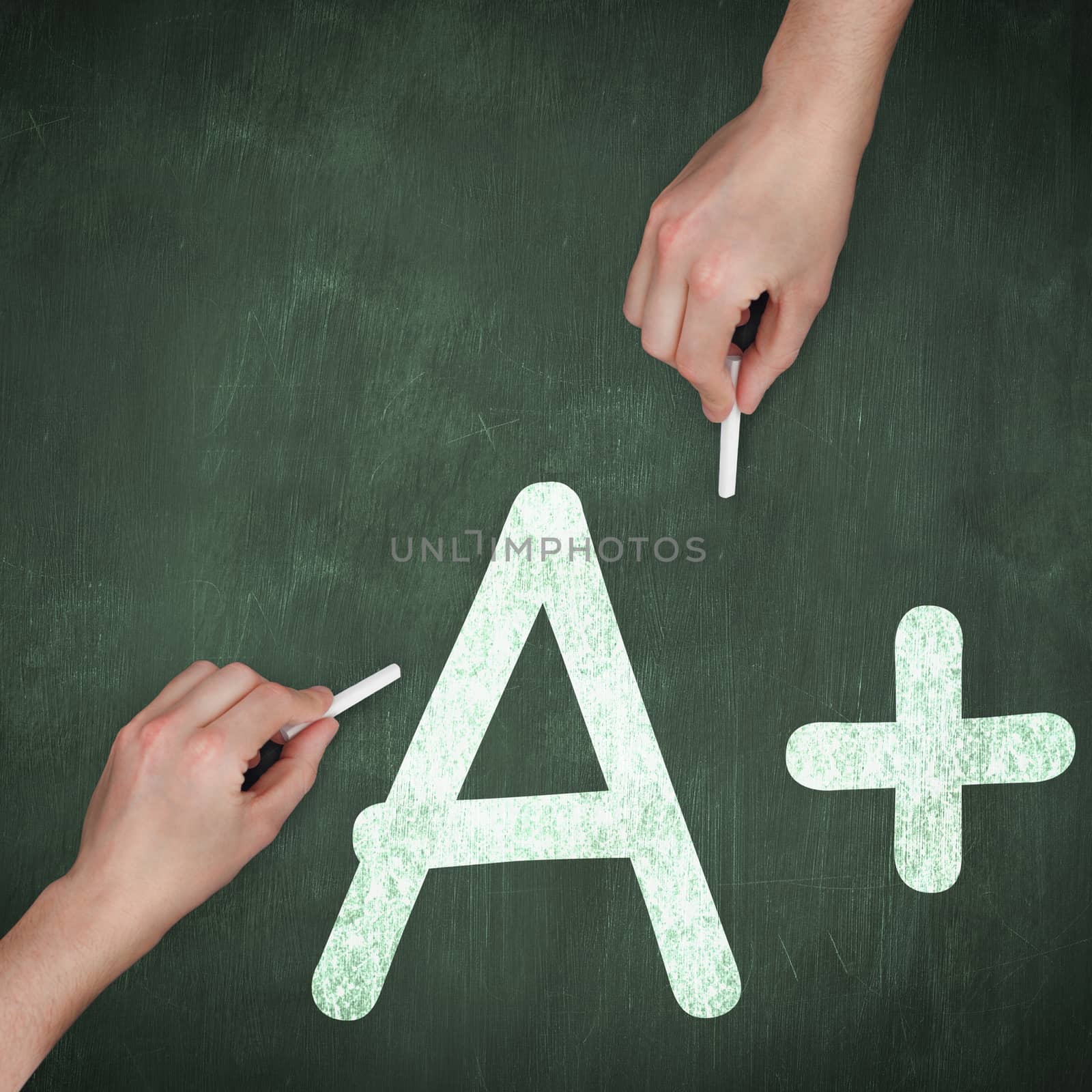 Composite image of hand writing with chalk by Wavebreakmedia
