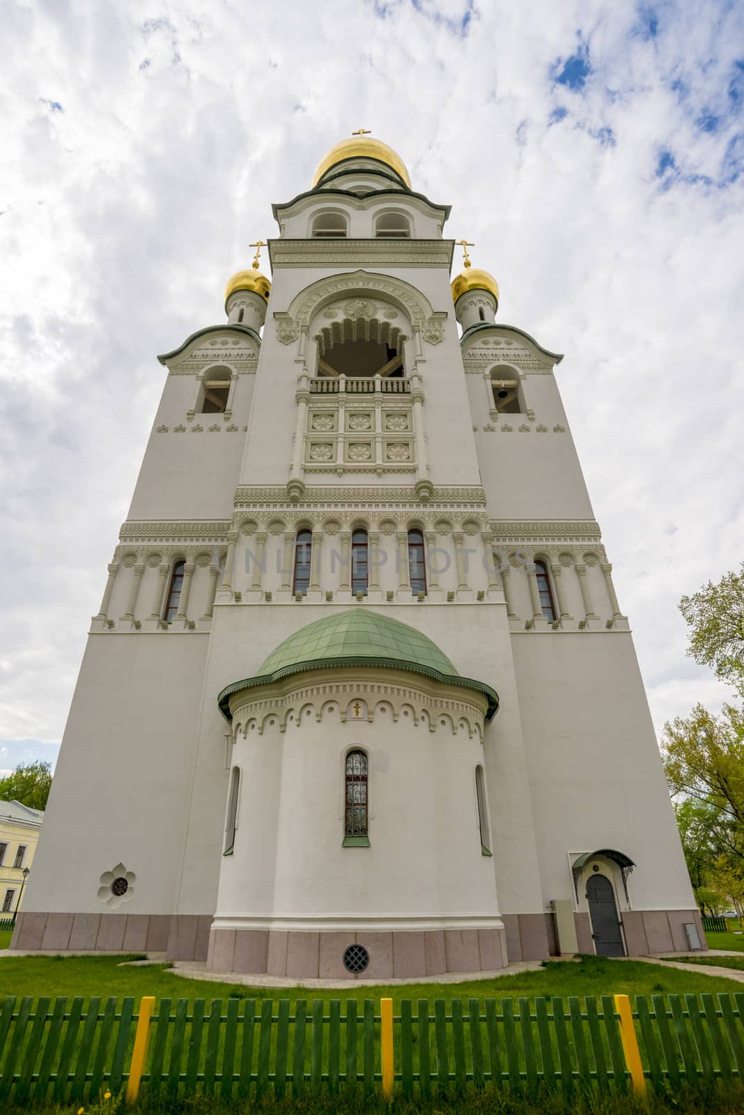 Orthodox churches of traditional Russian classical architectural style in Moscow in the spring by rogkoff