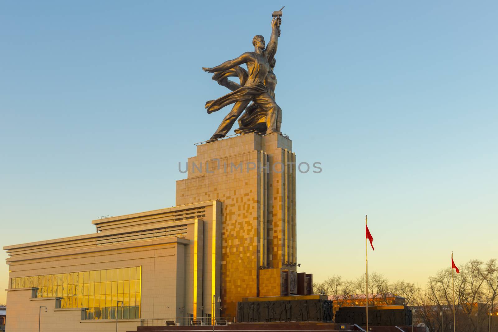 The famous monument at VDNKh in Moscow in winte