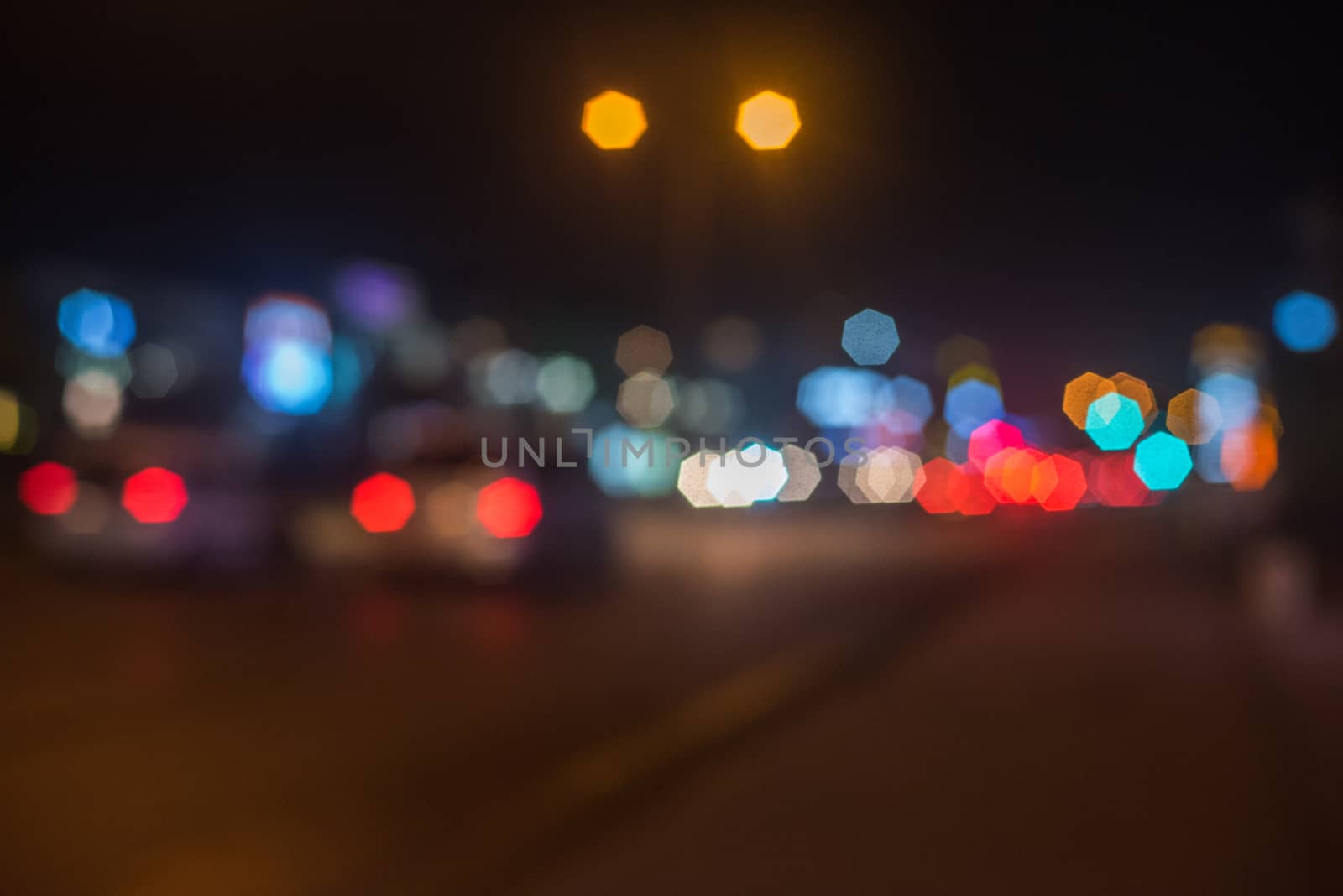 Defocused photo of night city 