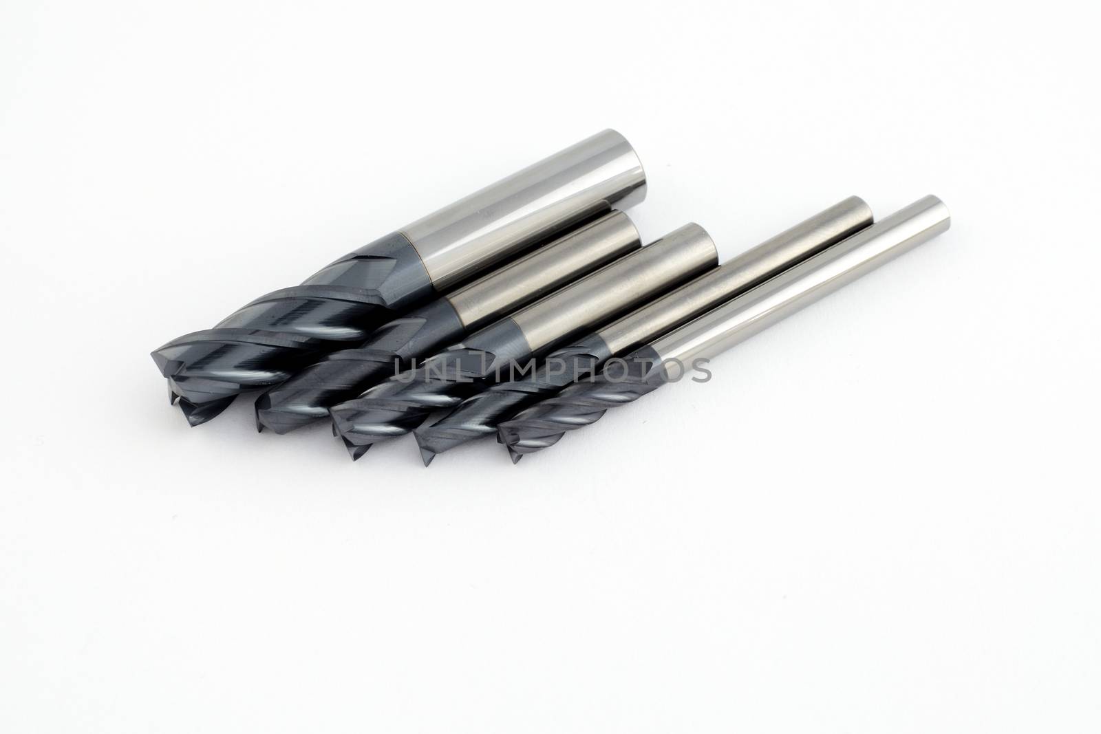 Professional cutting tools. Few metallic carbide endmills, different size used for metalwork. 