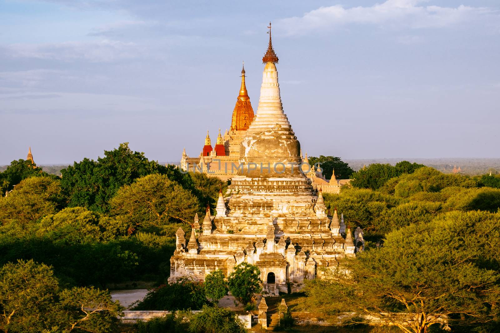 Detail landscape view of pagodas and temples in Bagan by martinm303