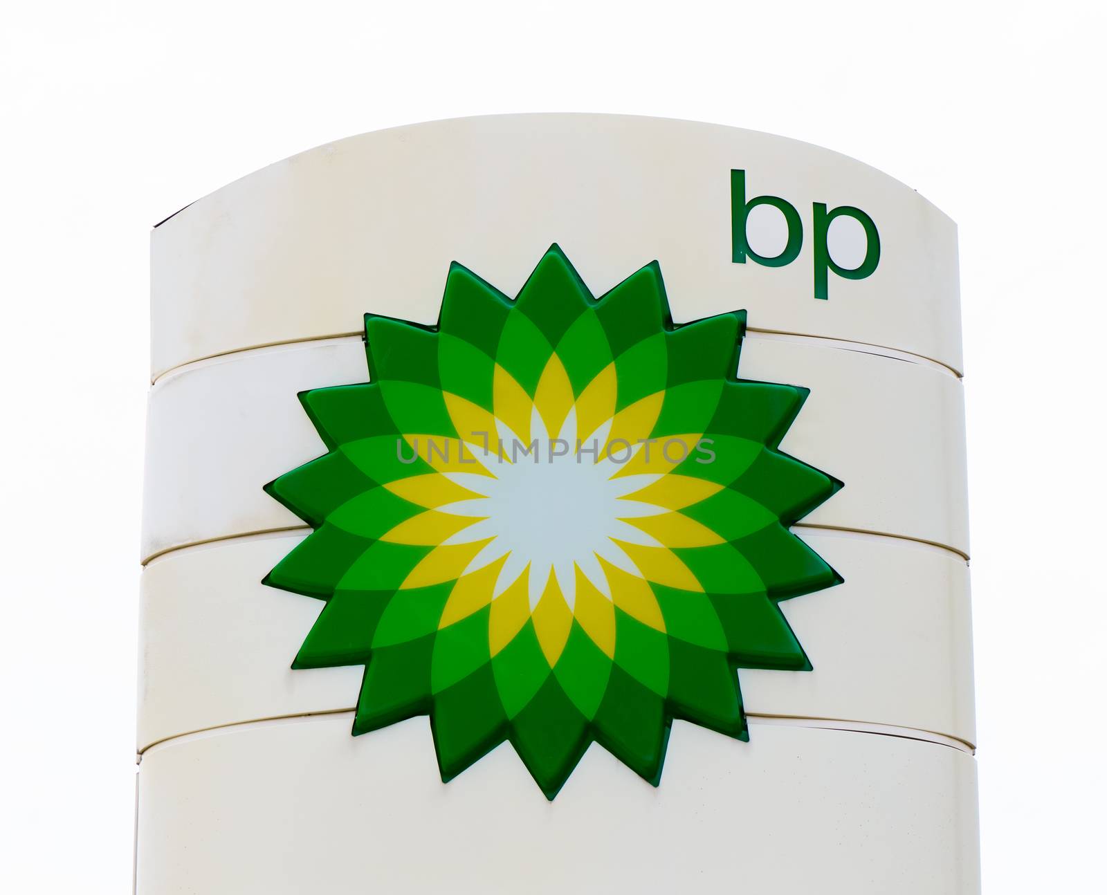 AMES, IA/USA - AUGUST 6, 2015: BP gas station exterior sign. BP is a British multinational petroleum company.