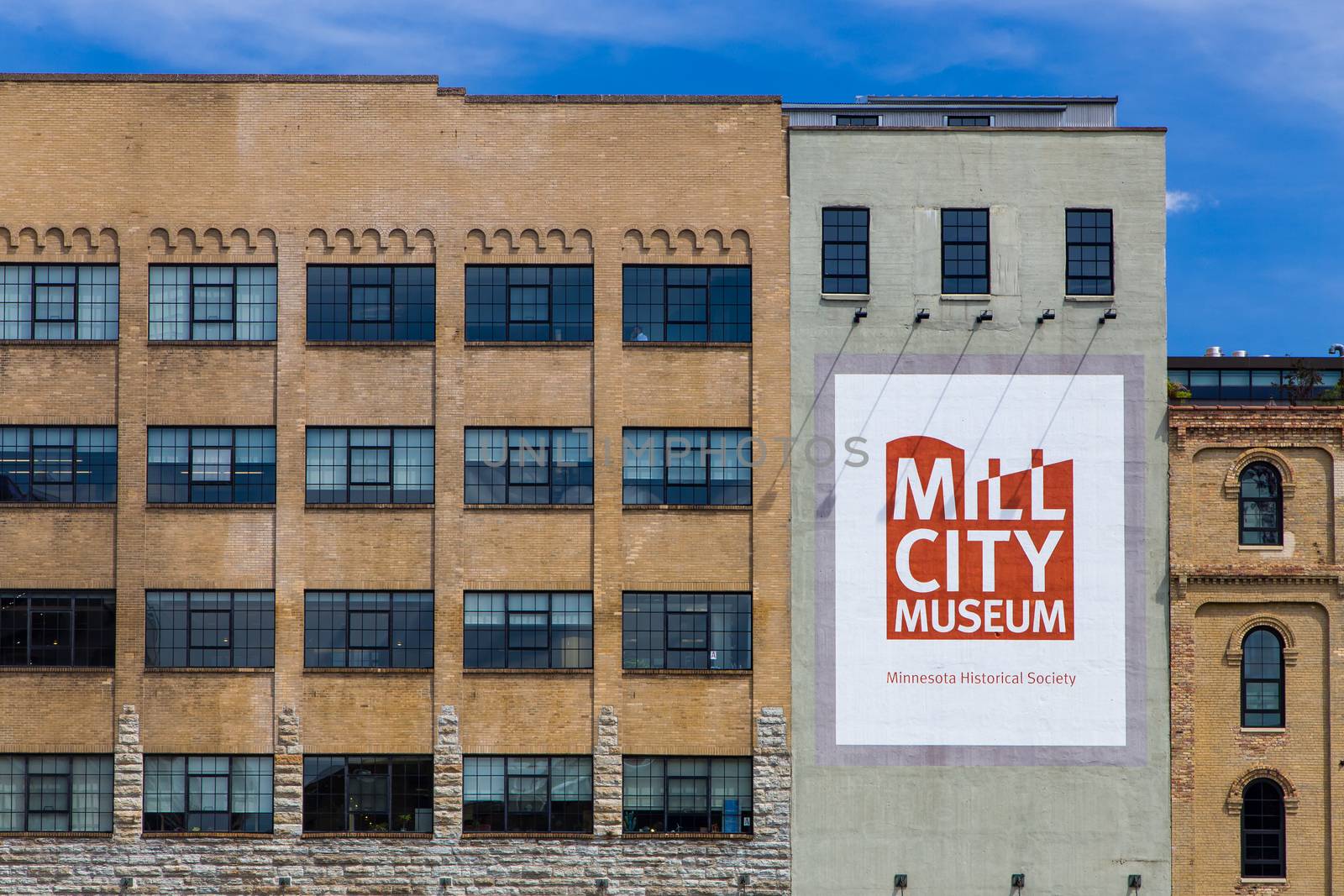 MINNEAPOLIS, MN/USA - AUGUST 5, 2015: The Mill City Museum. Mill City Museum is a Minnesota Historical Society museum on the banks of the Mississippi River.