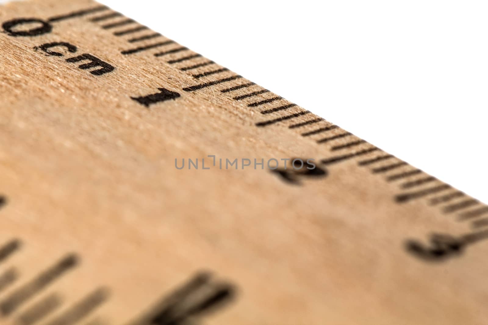 Ruler wooden, isolated on white background