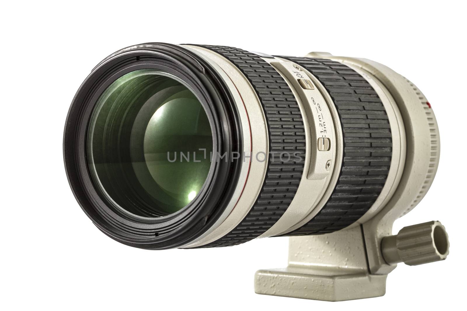 Zoom camera lens, isolated on white background