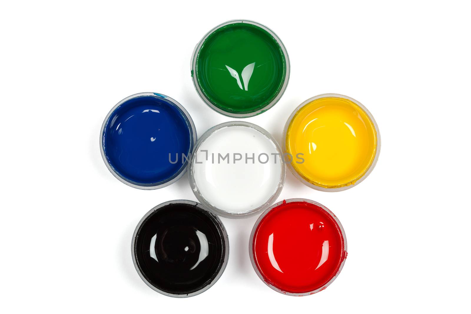 Colorful Paints, isolated on white background, with clipping path