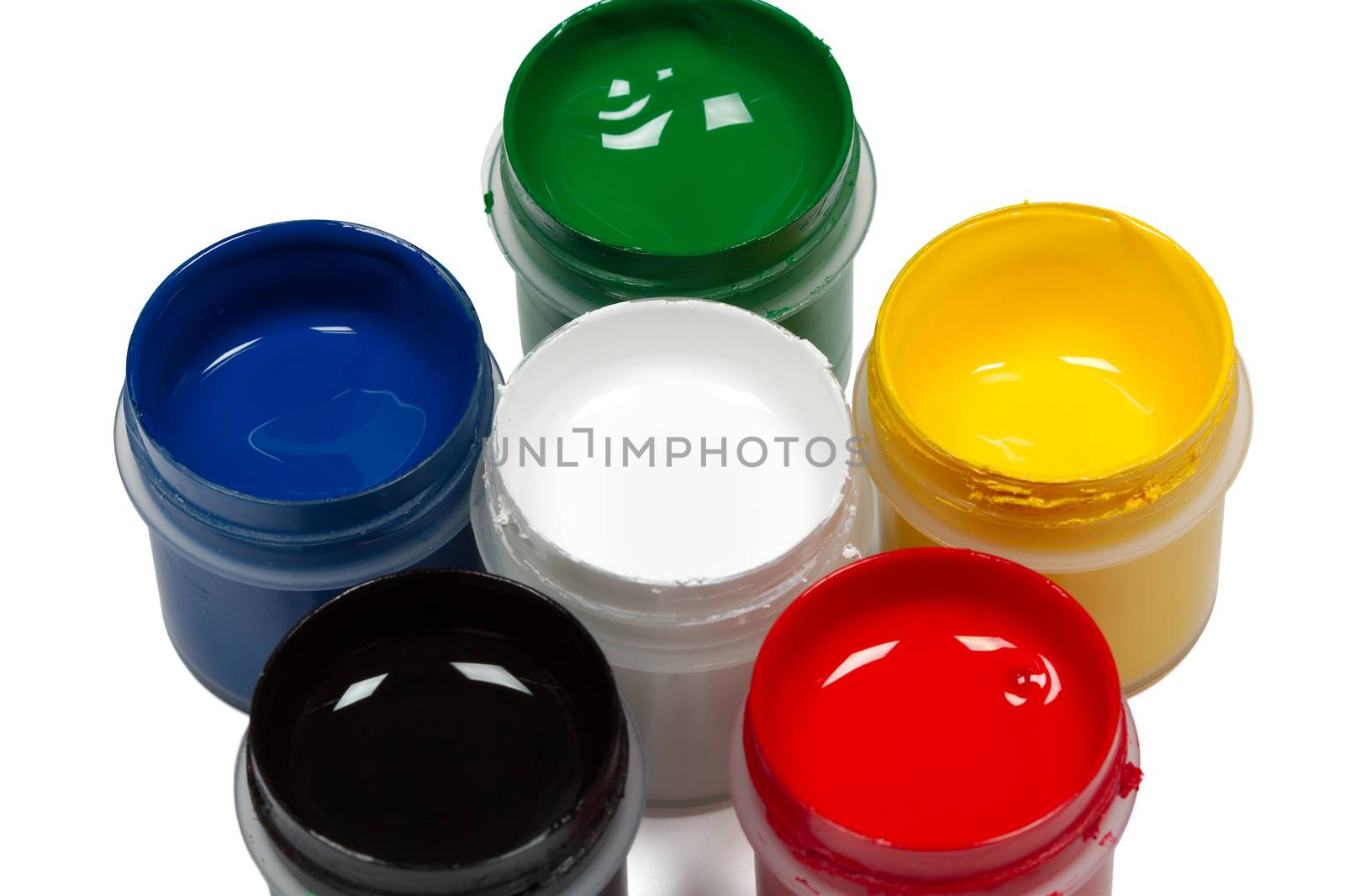 Colorful paints, isolated on white background, with clipping path