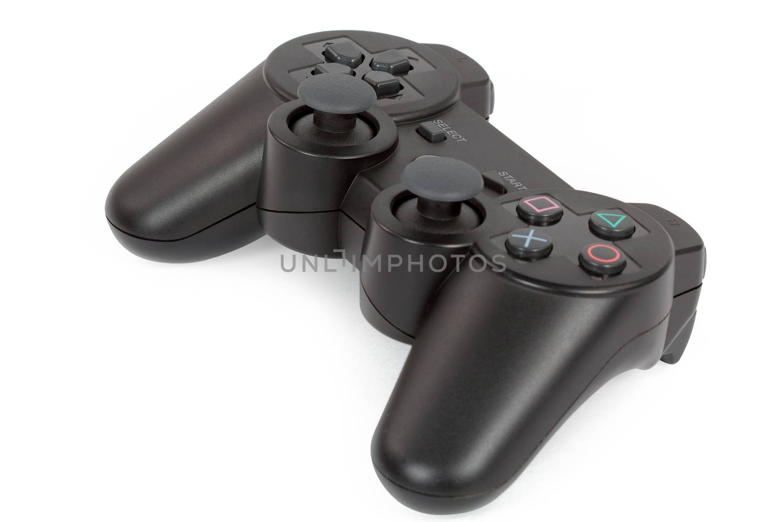 Wireless  gamepad for playing games, isolated on white  background, with clipping path