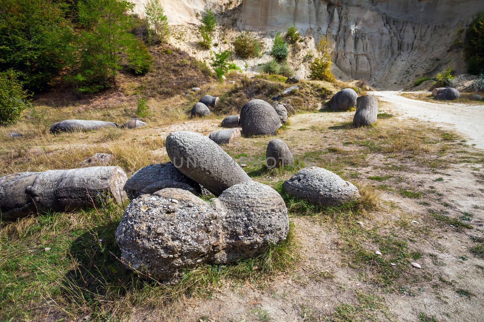 Costesti, Romania - Septemper 2, 2012: The Trovants of Costesti - The Living and Growing Stones of Romania