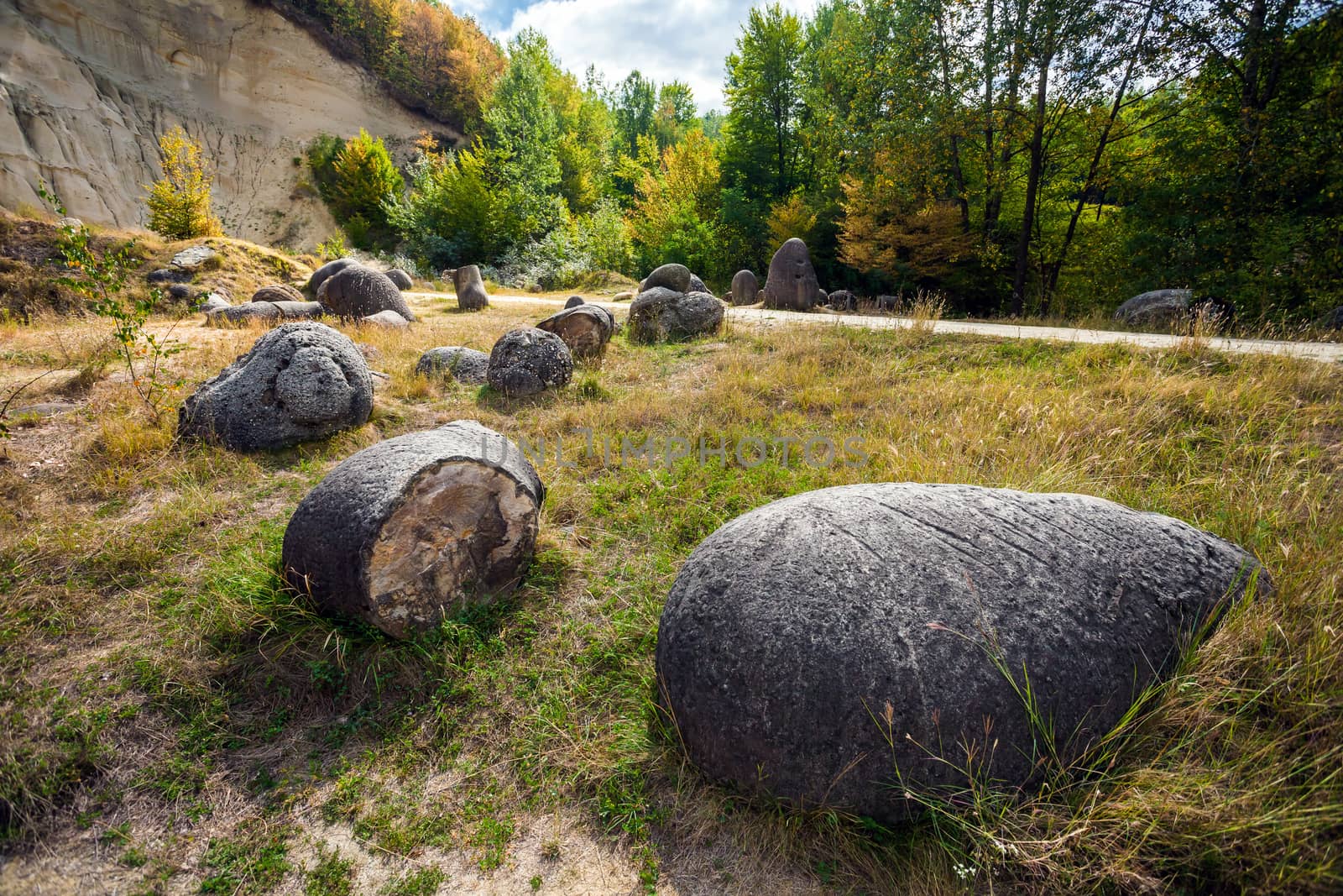 Costesti, Romania - Septemper 2, 2012: The Trovants of Costesti - The Living and Growing Stones of Romania