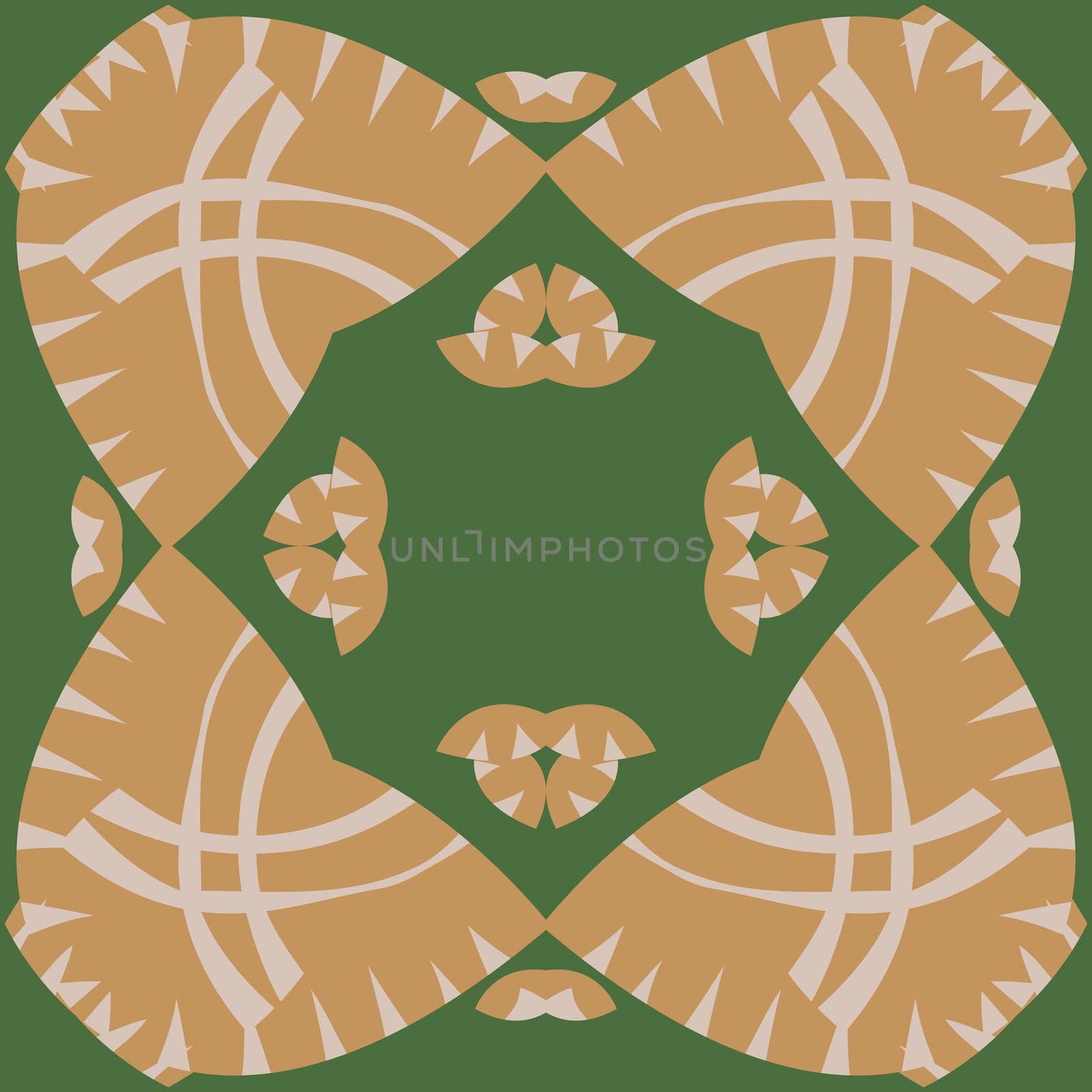 Symmetrical abstract pattern of curved lines and triangles