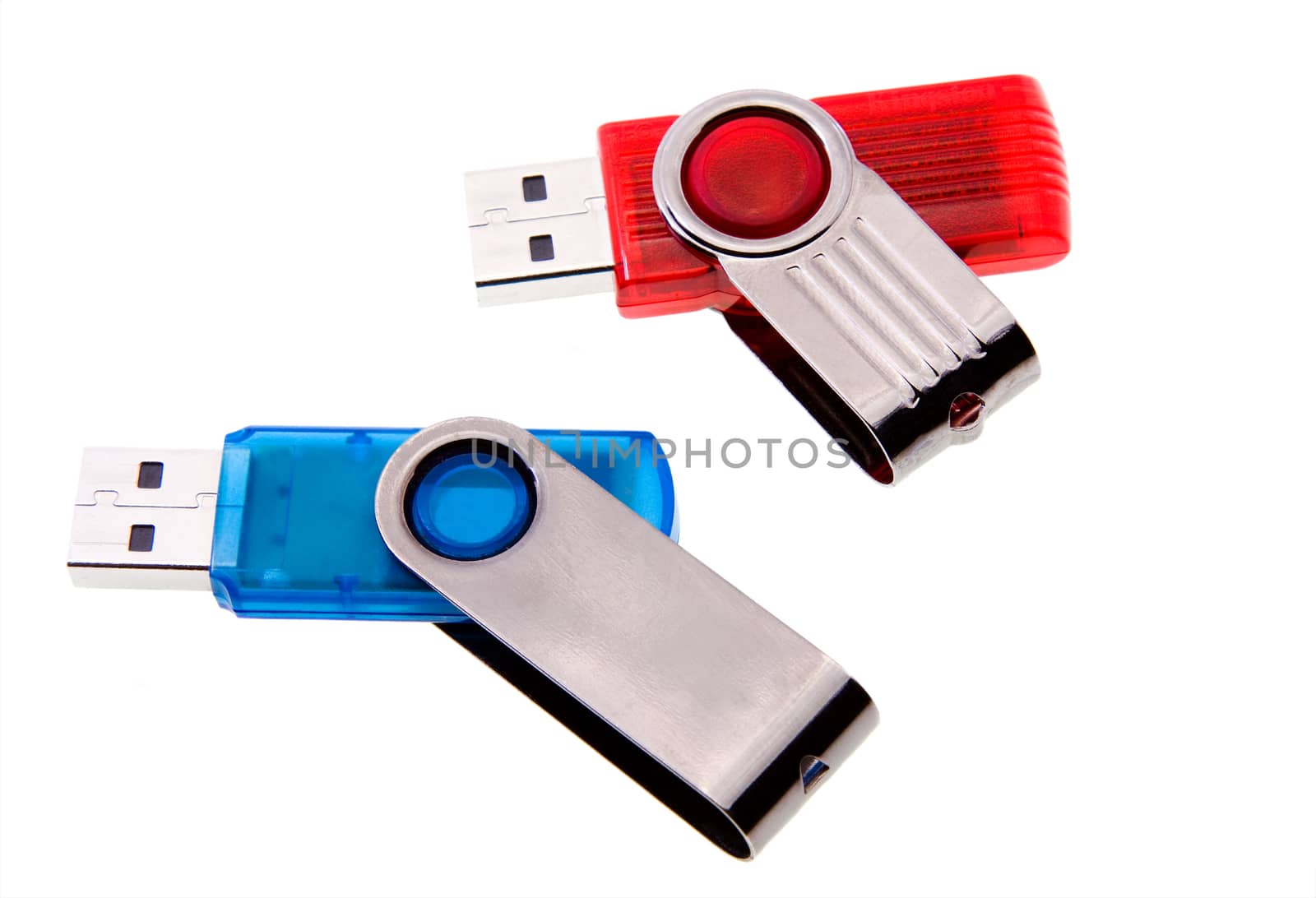 the blue and Red disk memory, isolated on white background