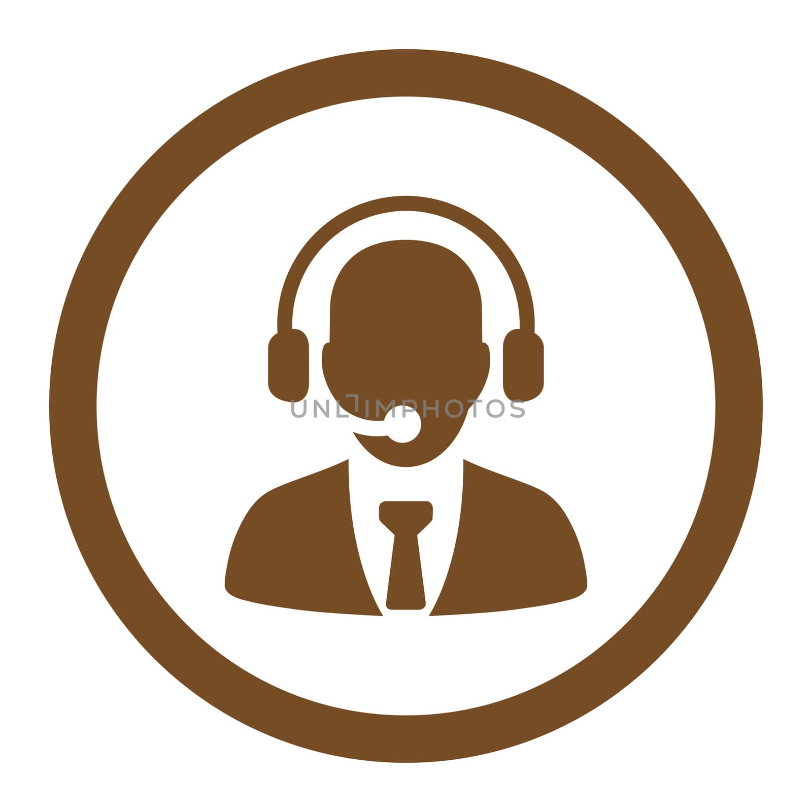Call center glyph icon. This rounded flat symbol is drawn with brown color on a white background.