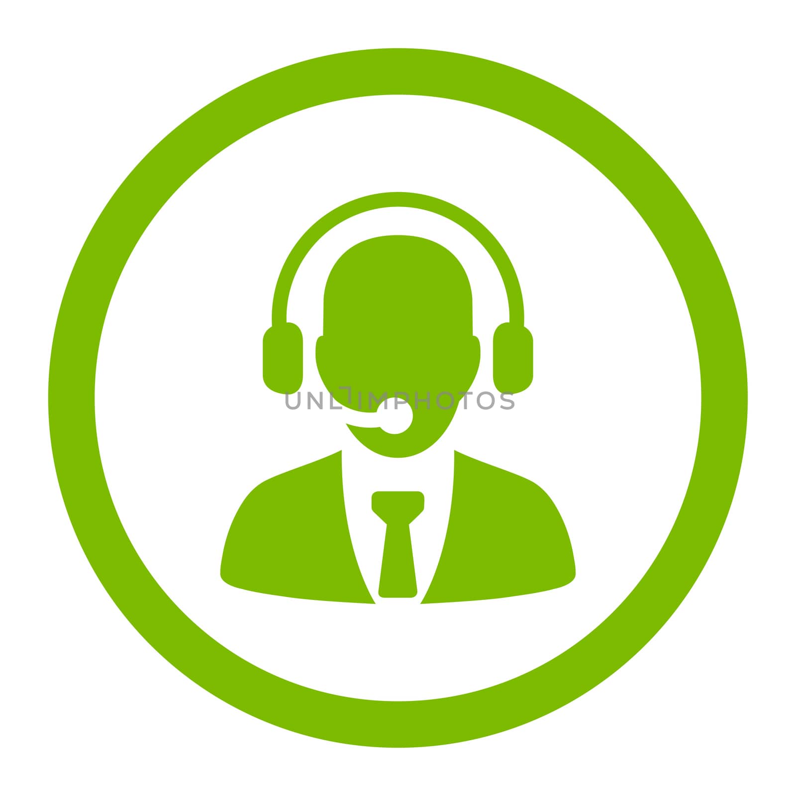 Call center glyph icon. This rounded flat symbol is drawn with eco green color on a white background.