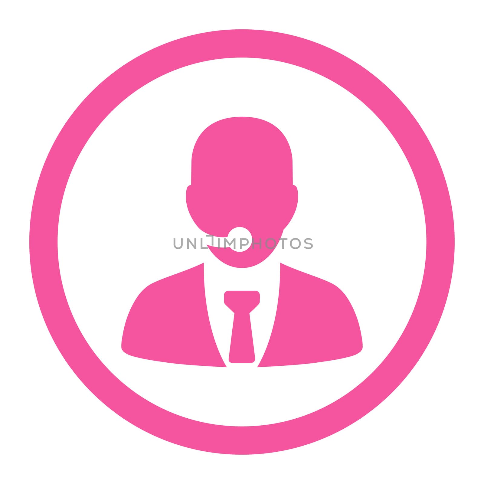 Call center operator glyph icon. This rounded flat symbol is drawn with pink color on a white background.