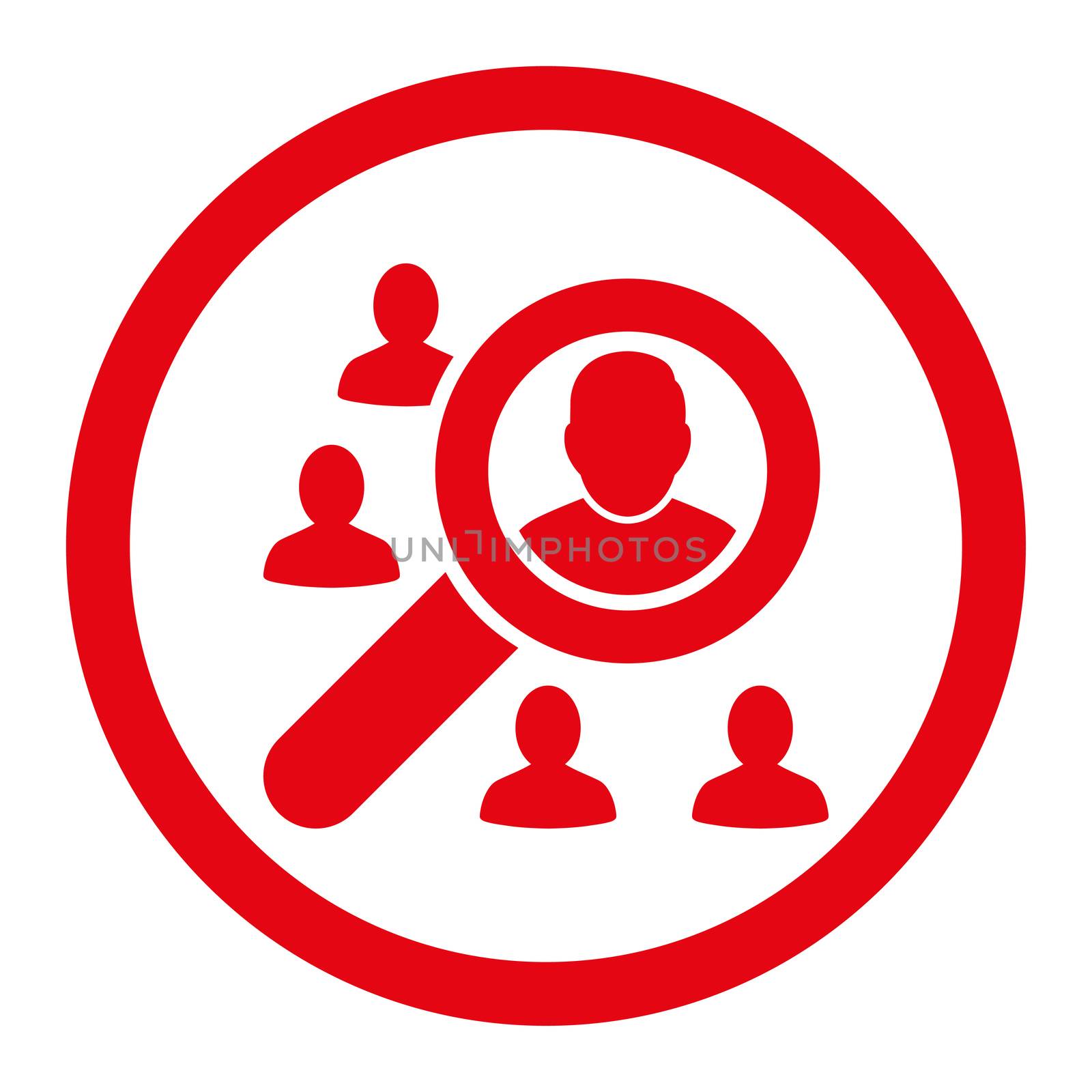 Marketing glyph icon. This rounded flat symbol is drawn with red color on a white background.