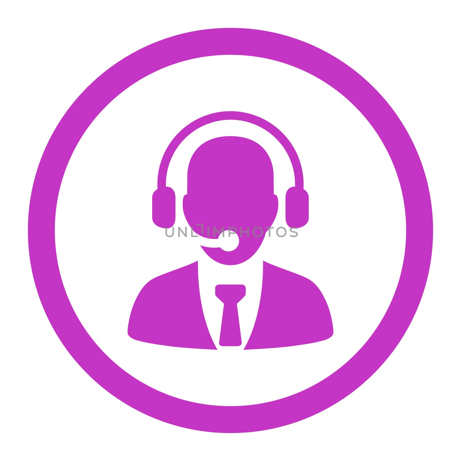 Call center glyph icon. This rounded flat symbol is drawn with violet color on a white background.