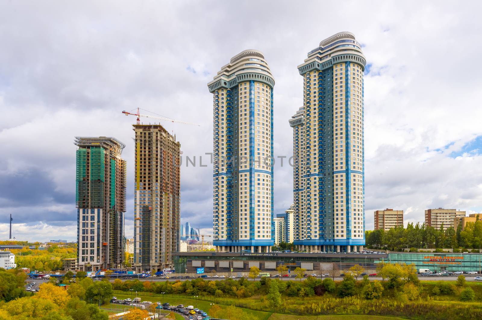 A modern multi-storey residential building in the new district of Mosc