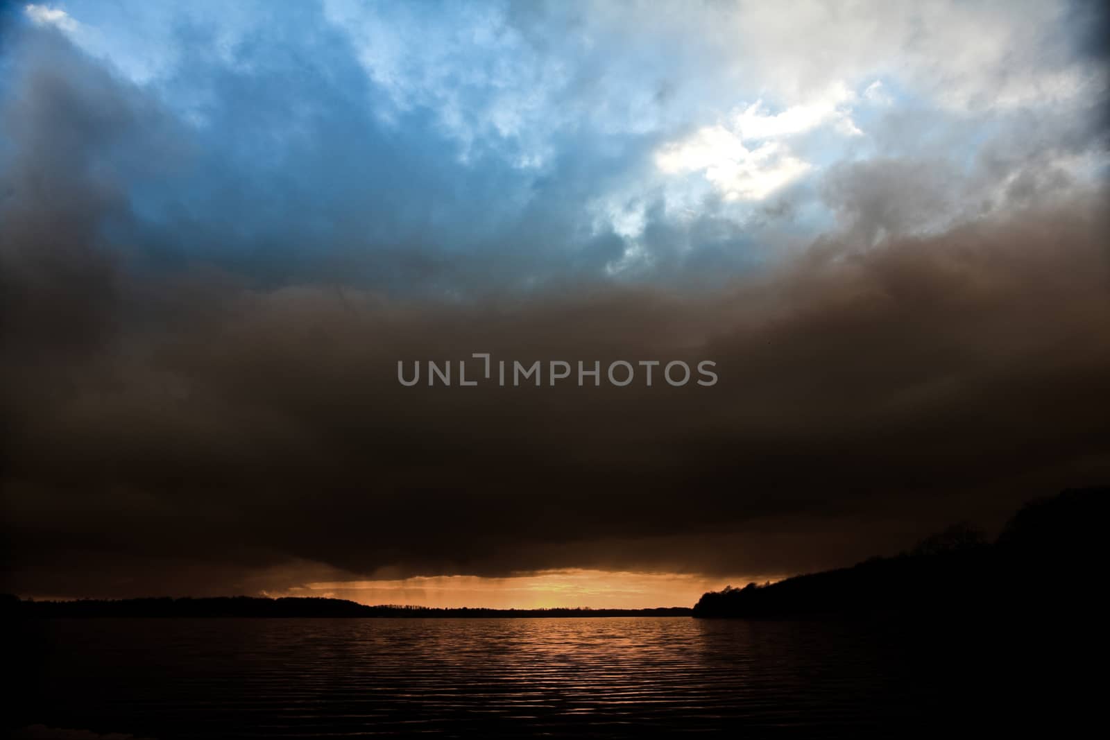 Lake in denmark in winter shot with colour graduated filter