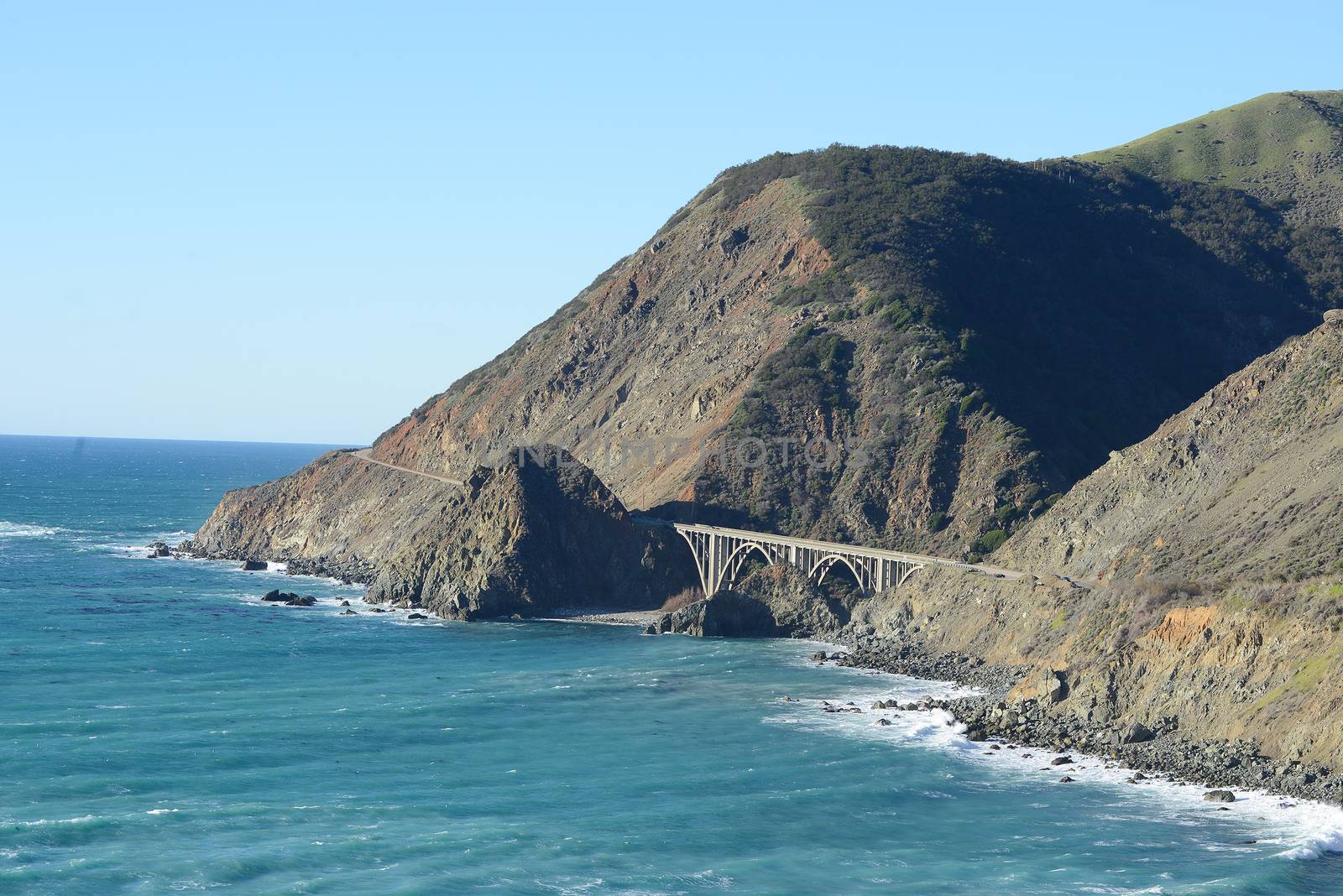 a bridge along highway one of calfornia southern coast