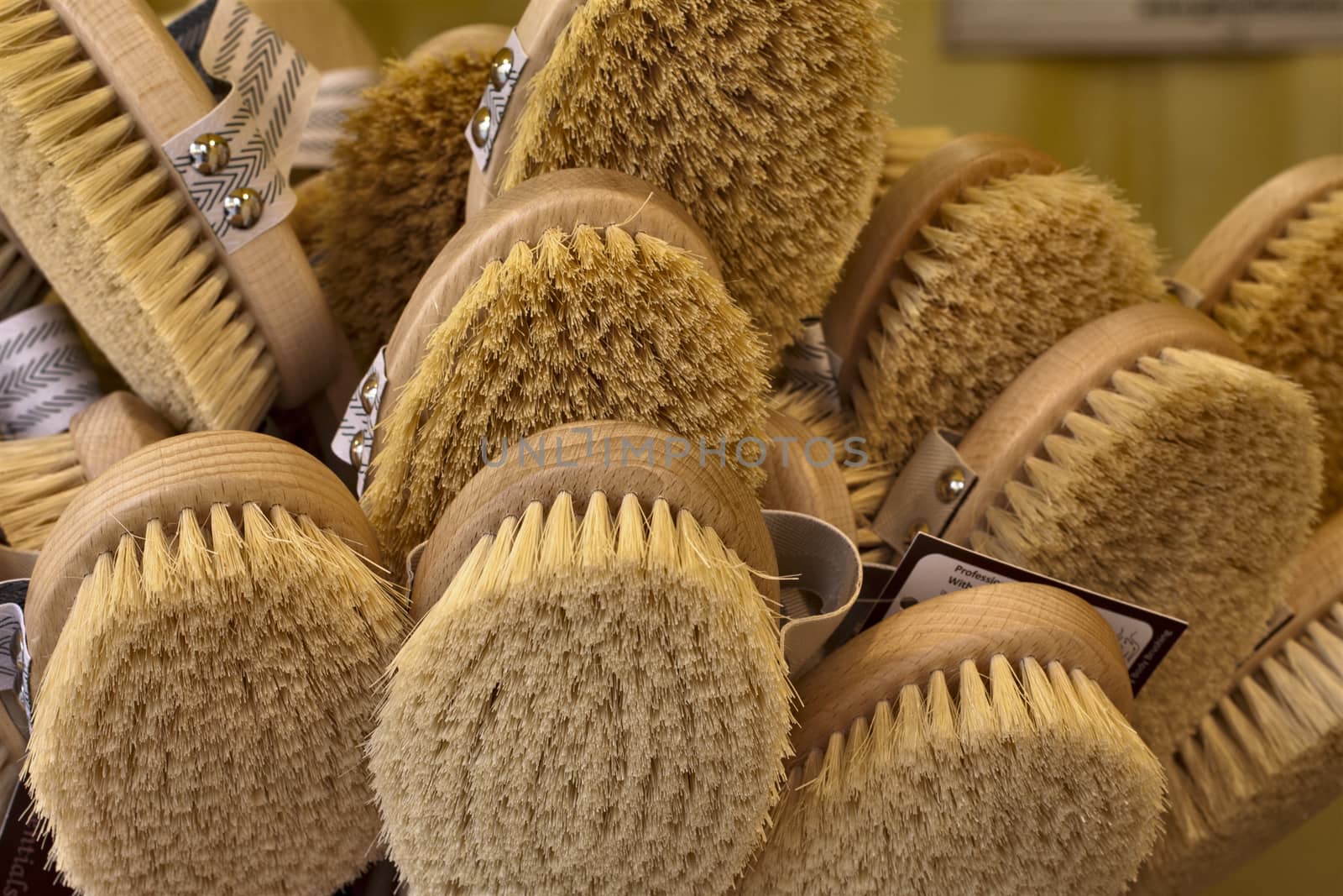 wooden brush with natural fibers, ecological market