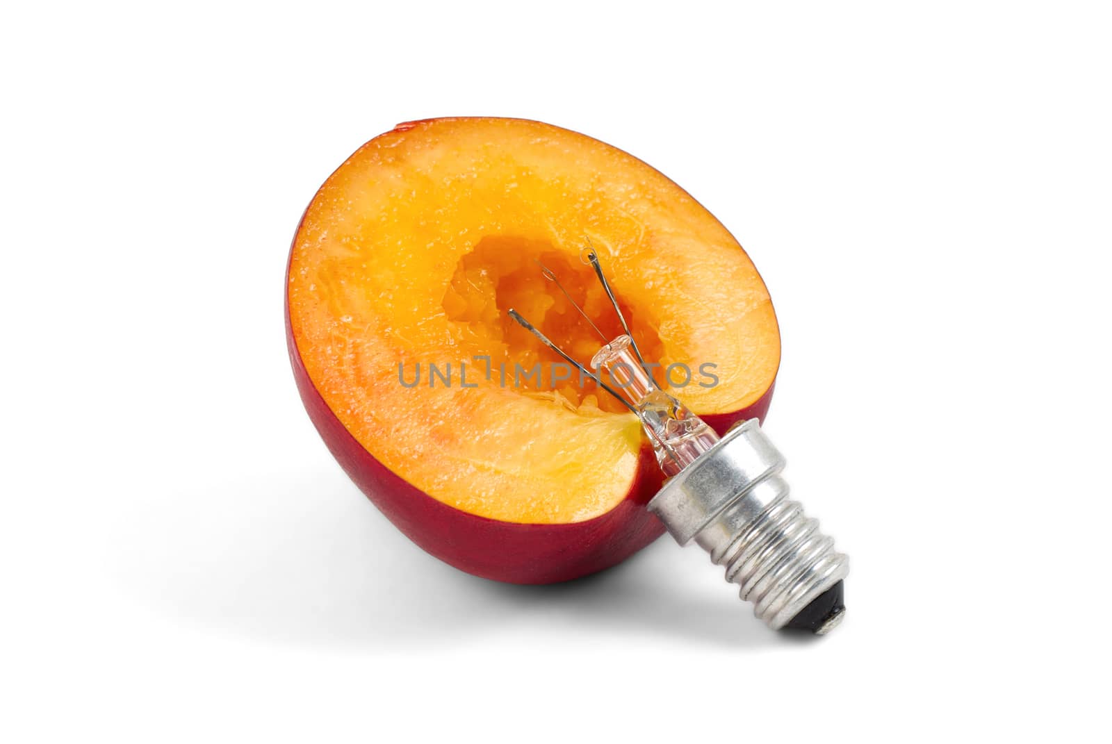 Nectarine lightbulb, concept of green energy by michaklootwijk